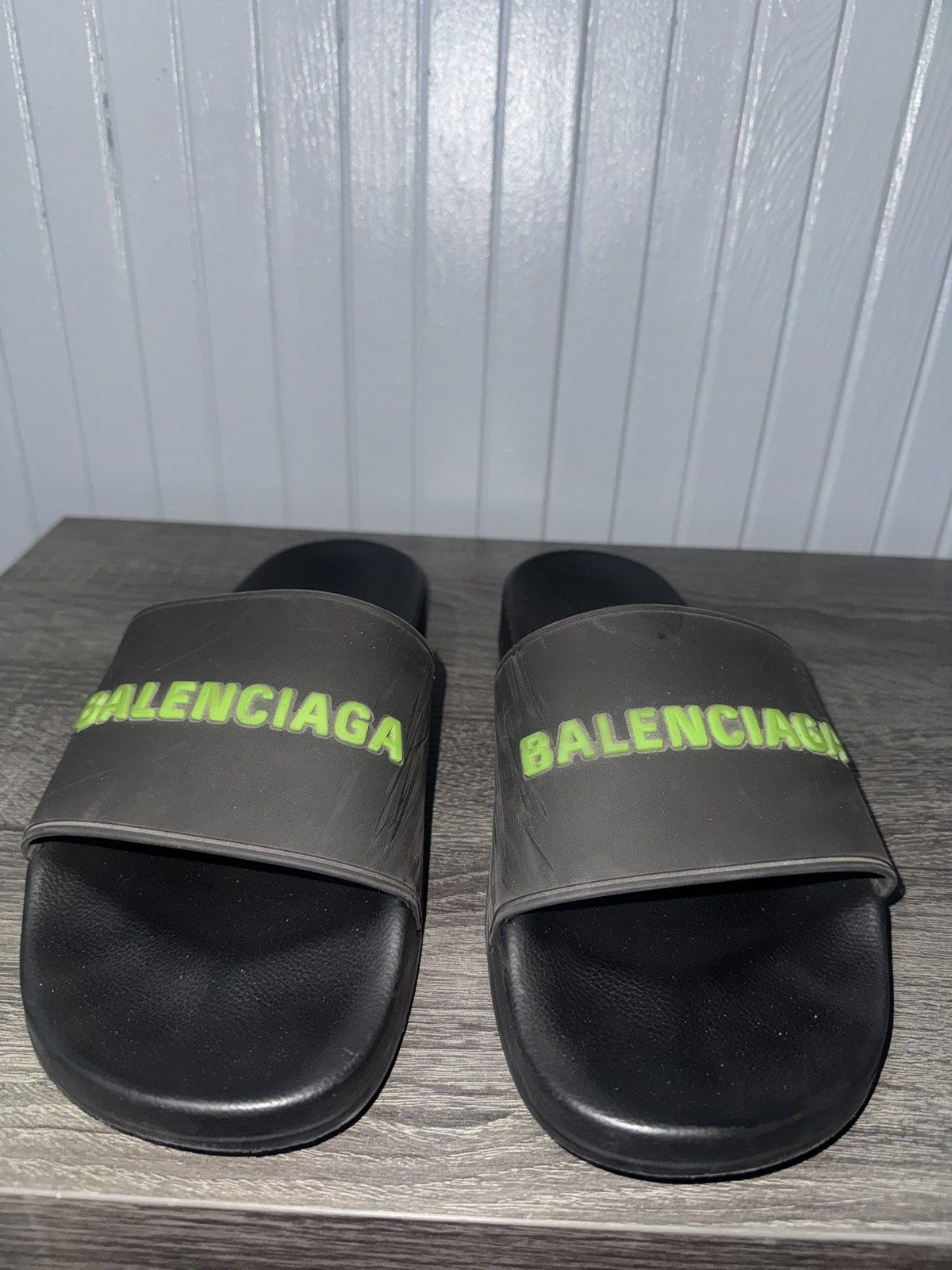 Balenciaga Balenciaga Black/Green Slides size 12 Size US 12 / EU 45 - 2 Thumbnail