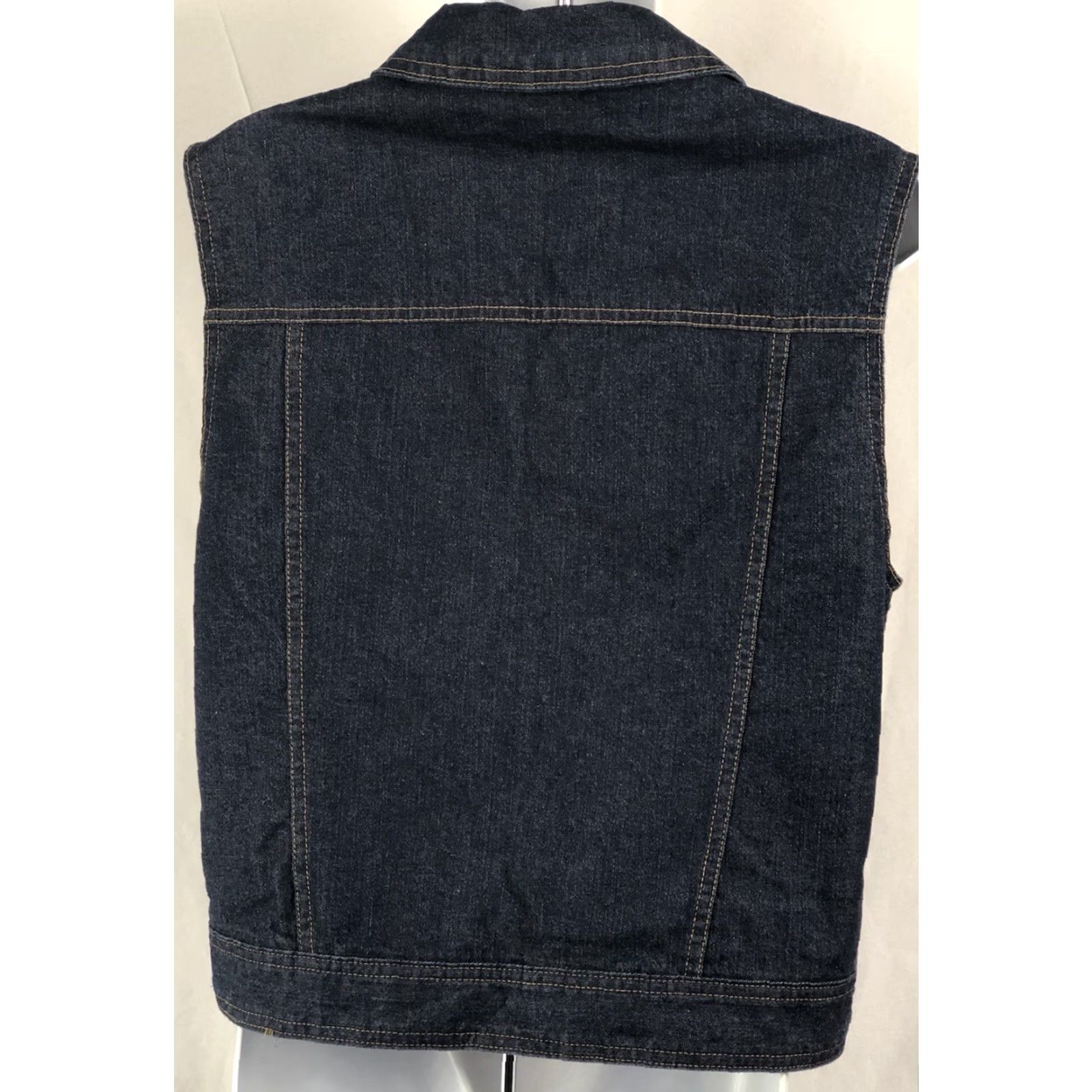 Denime VINTAGE Valerie Stevens Sleeveless Jean Vest Jacket M Blue Denim Button Front Collared Women’s Grunge Biker City Retro Y2K Size 32" / US 10 / IT 46 - 4 Thumbnail