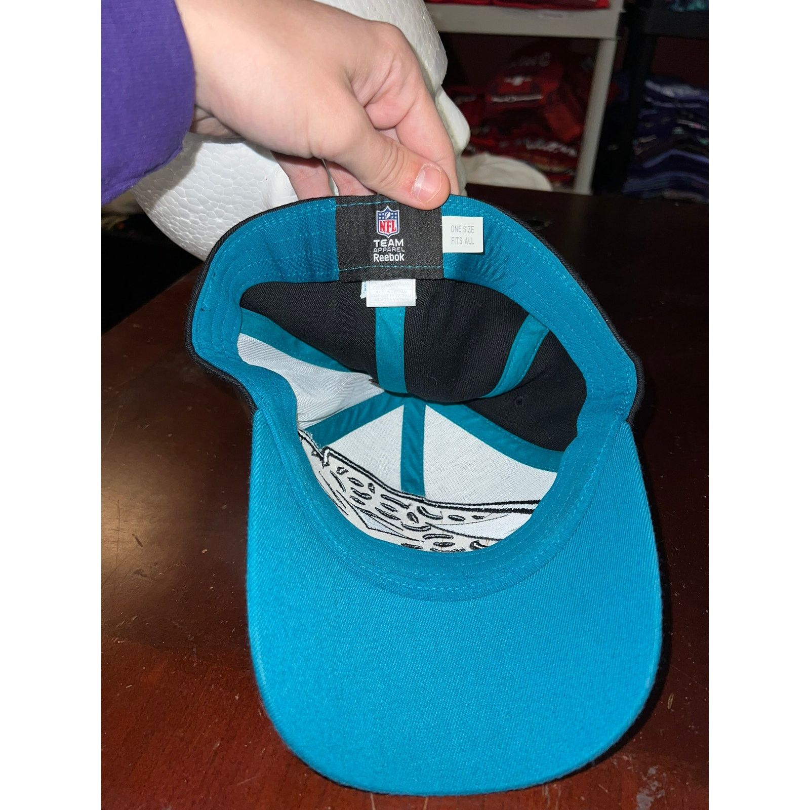 Reebok Jacksonville Jaguars Big Logo Hat Helmet Black Green Cap Size ONE SIZE - 7 Thumbnail