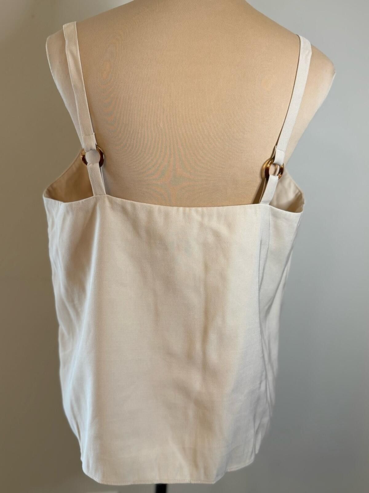 Topshop TOPSHOP cream neutral tank top adjustable straps SZ 10 Size L / US 10 / IT 46 - 4 Thumbnail