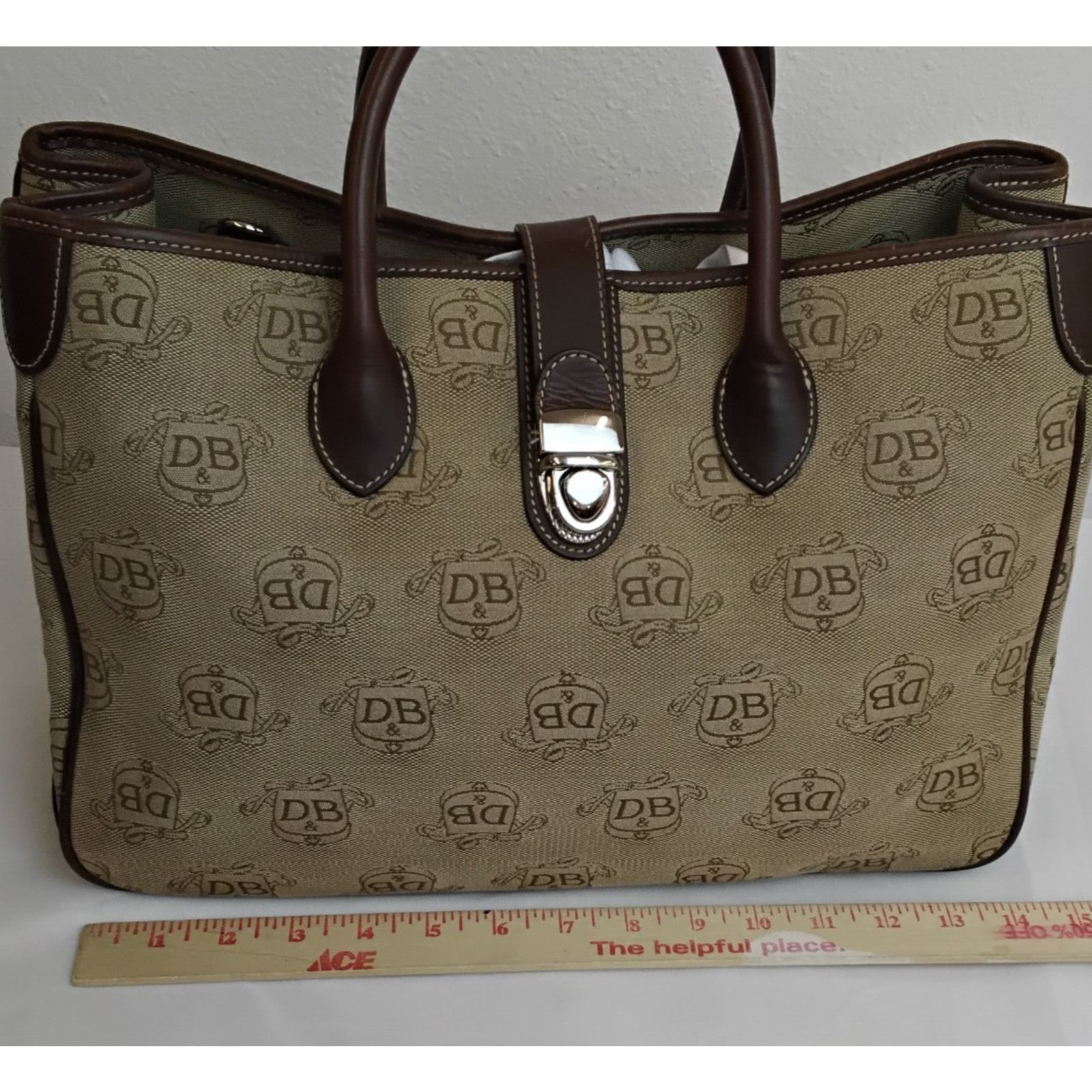 Dooney & Bourke Dooney & Bourke Jacquard Satchel Bag Brown DB Logo Canvas Size ONE SIZE - 14 Thumbnail