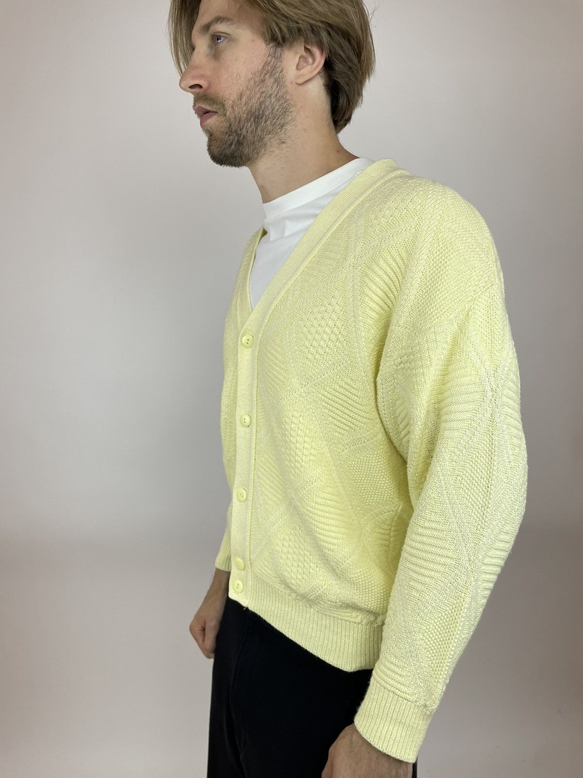 Angelo Litrico Angelo Litrico Cardigan vintage Yellow Knit Mens size L Size US M / EU 48-50 / 2 - 4 Thumbnail