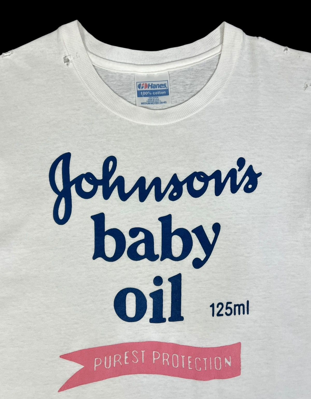 Vintage 90s Vintage Distressed Johnsons Baby Oil Promo Tee Size US M / EU 48-50 / 2 - 2 Thumbnail
