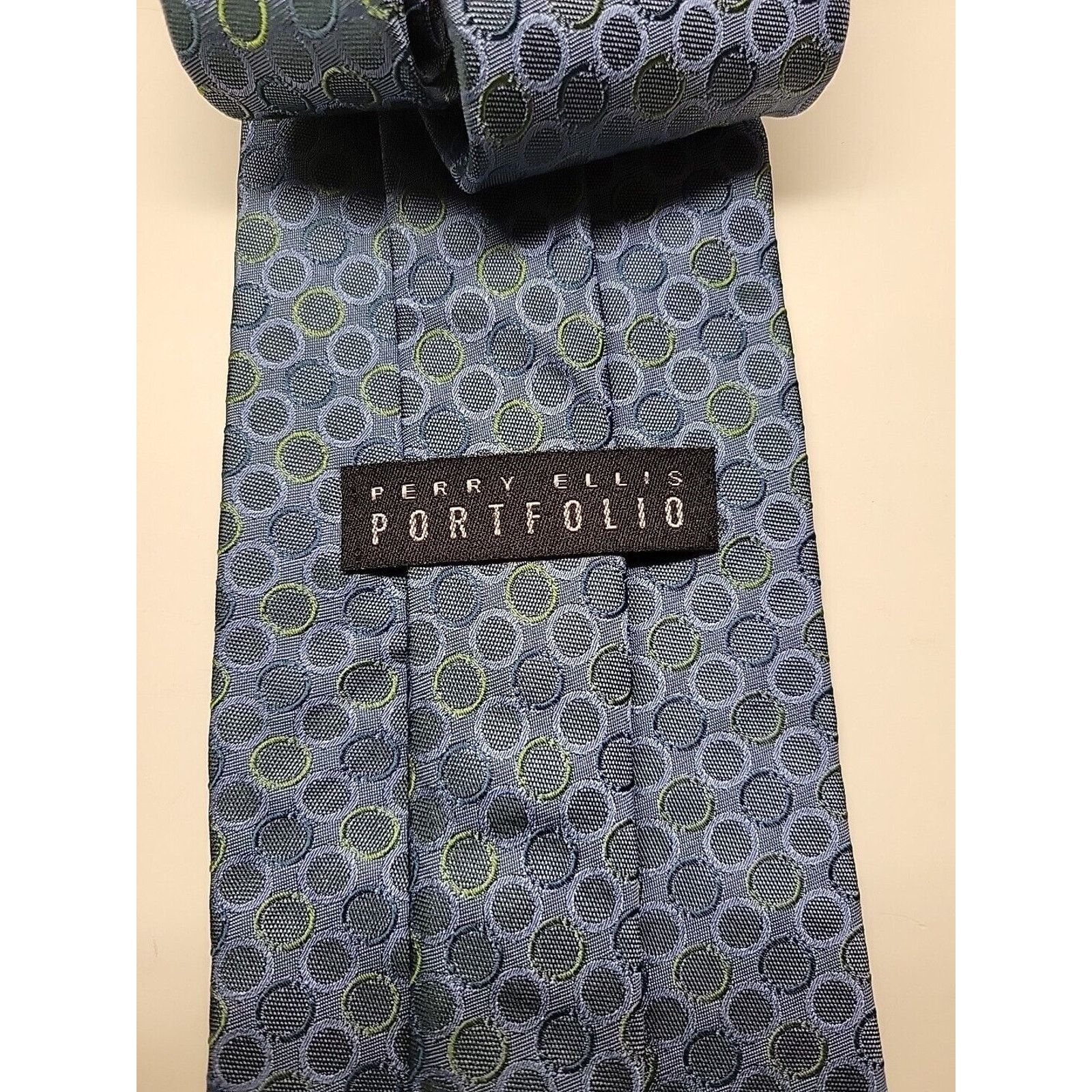 Perry Ellis Vintage PERRY ELLIS Portfolio Silk Blue Green Designer Tie Size ONE SIZE - 1 Thumbnail