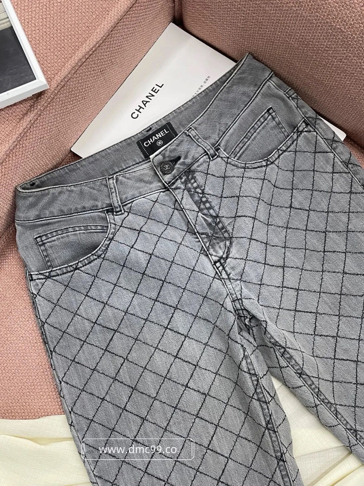 Chanel Chanel Gray Quilted Denim Jeans - dmc Size US 38 / EU 54 - 8 Thumbnail