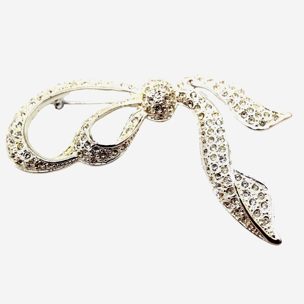 The Unbranded Brand Signed Napier White Rhinestone Bow Brooch Pin • Silver Tone Size ONE SIZE - 1 Thumbnail