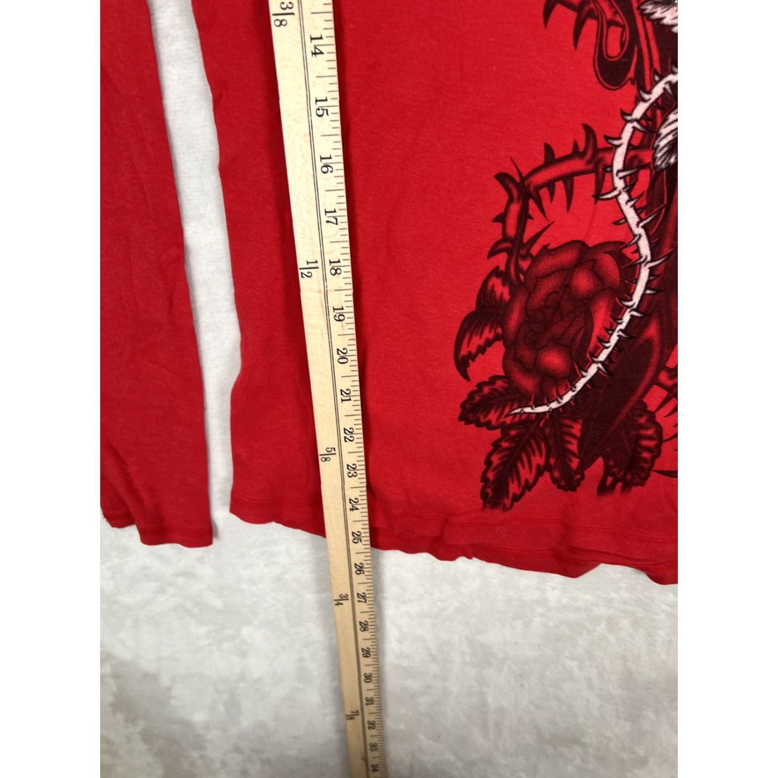 Vintage VINTAGE Gothic Rose Dagger Shirt Womens S/M Red Hooded Long Sleeve Rhinestone Y2K Size S / US 4 / IT 40 - 7 Thumbnail