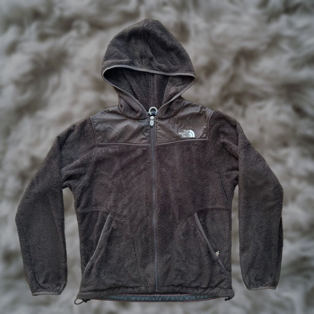 The North Face Jacket Womens Medium Full Zip Fleece Dark Brown Pocket Hood