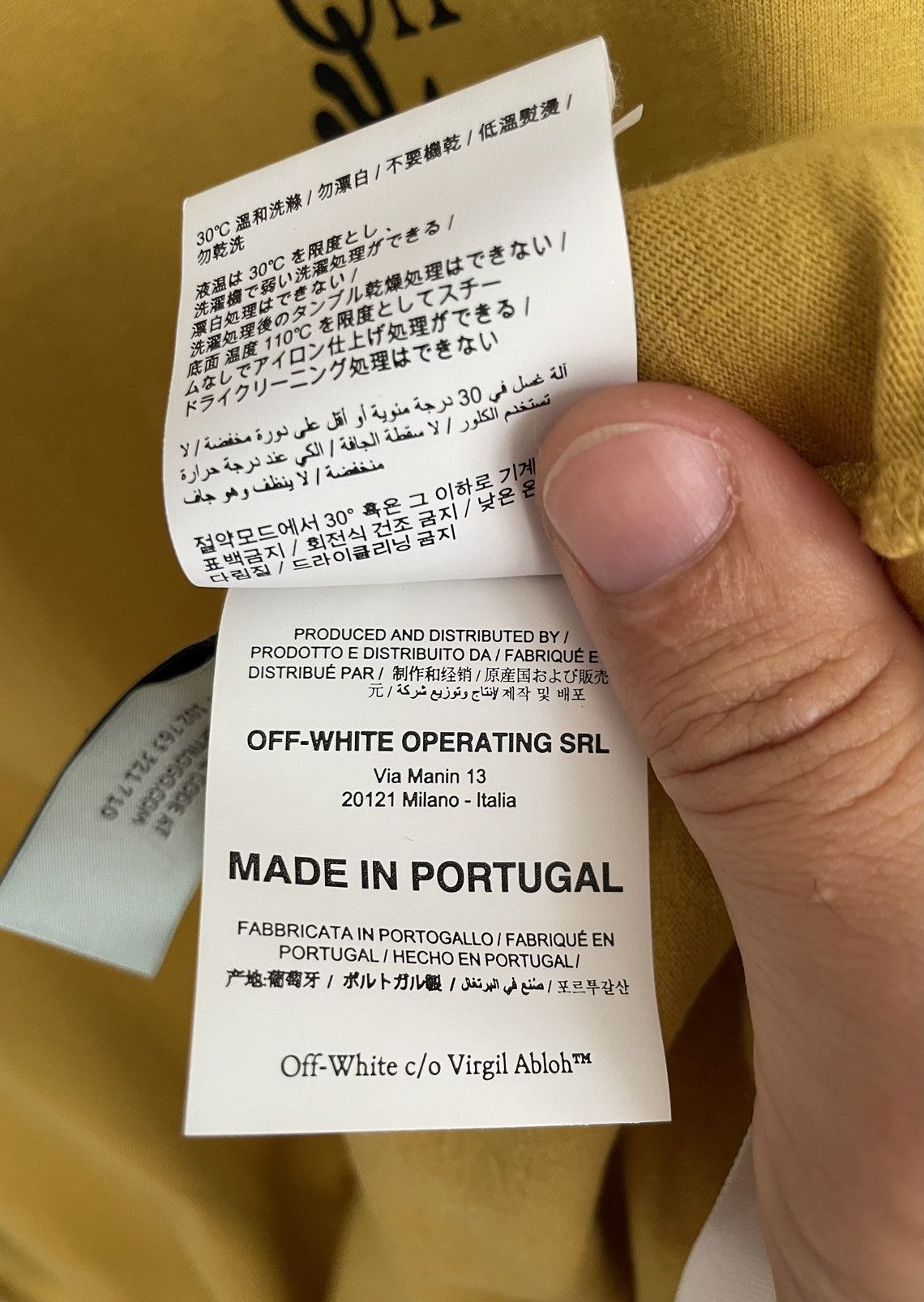 Off-White × Virgil Abloh Off-White Hand Agreement Tee Arrow Logo Yellow L/S T-shirt Size US M / EU 48-50 / 2 - 12 Thumbnail