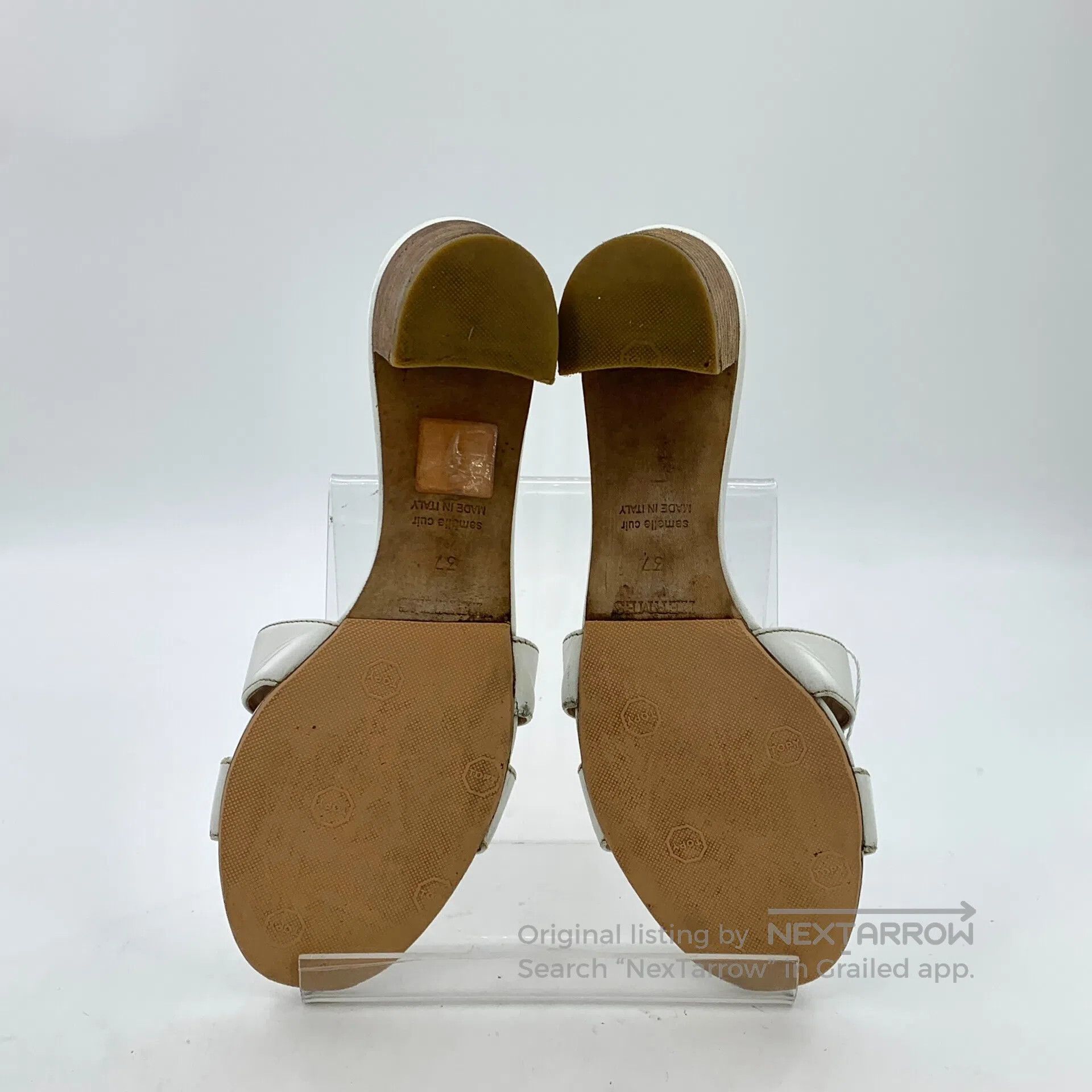 Hermes Hermes White H-shaped thick high-heeled sandals| Size US 6.5 / IT 36.5 - 5 Thumbnail