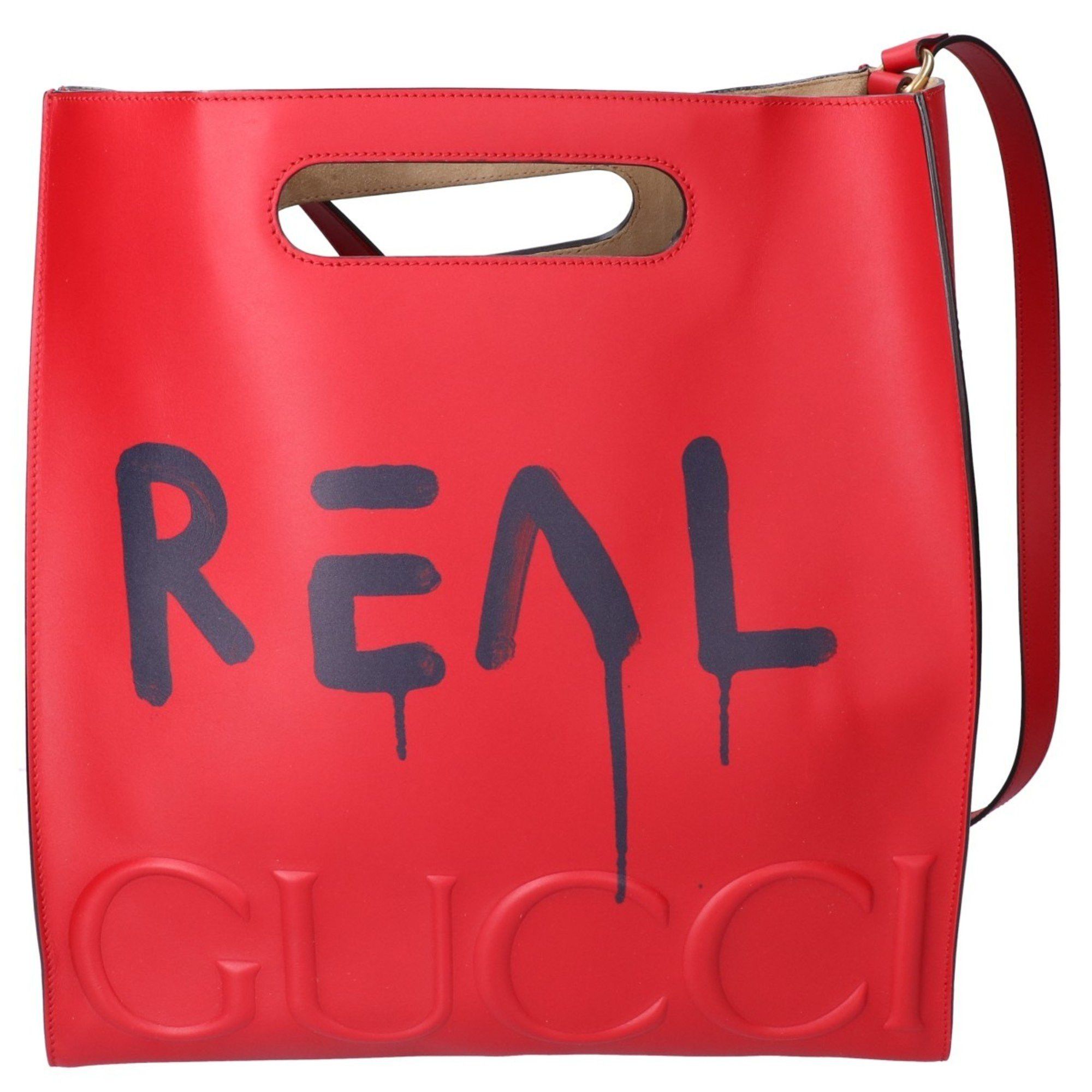 image of Gucci 414476 Ghost GG Ghost Real Paint 2Way Tote Bag Handbag Red Women's in Red Color