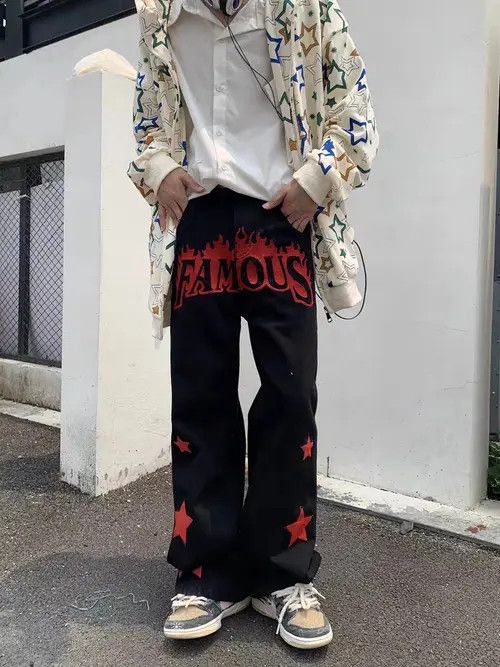 Japanese Brand × Jean Vintage red star patch embroidered straight-leg jeans Size US 30 / EU 46 - 3 Thumbnail