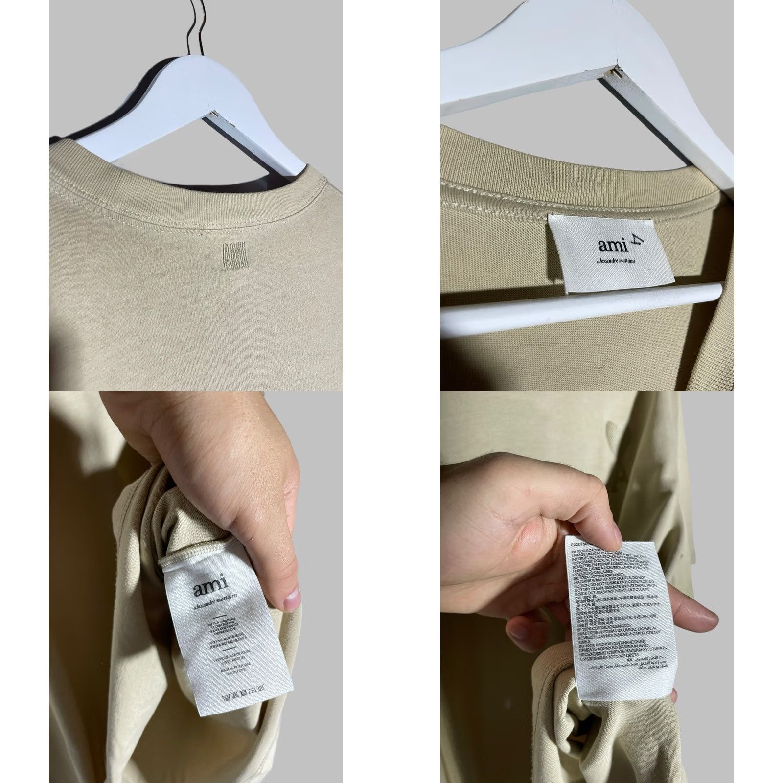 Vintage AMI T-Shirt Men’s Beige Crew Neck Short Sleeve L Cotton Logo Size US L / EU 52-54 / 3 - 8 Thumbnail