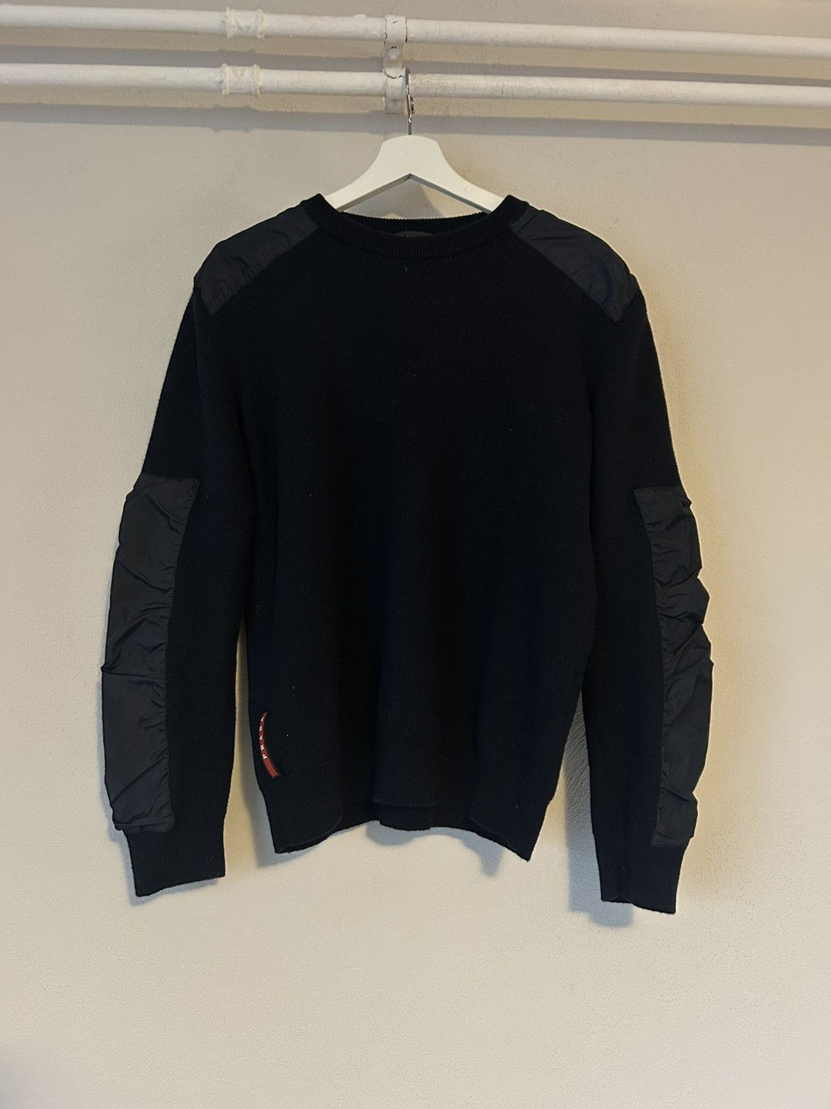 Prada Prada Navy Wool Sweater with Nylon Paneling, Size 54 Size US L / EU 52-54 / 3 - 1 Thumbnail