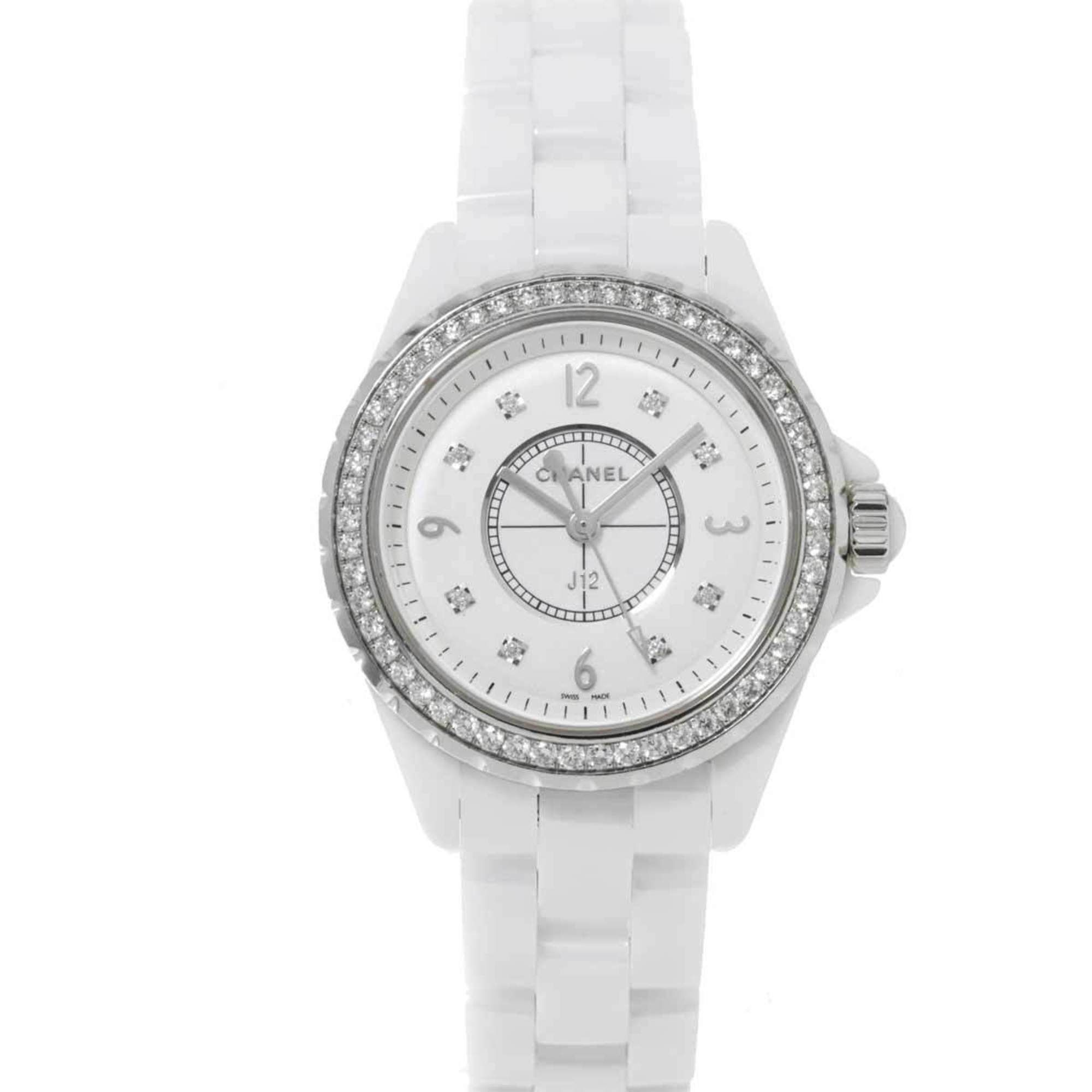Chanel CHANEL J12 33mm H3110 Diamond Bezel Ladies Watch 8P White Ceramic  Quartz