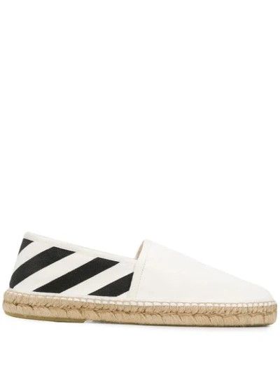 Off-White o1gr1nt0125 Stripes Flat Espadrillas in White Black Size US 6 / IT 36 - 1 Thumbnail