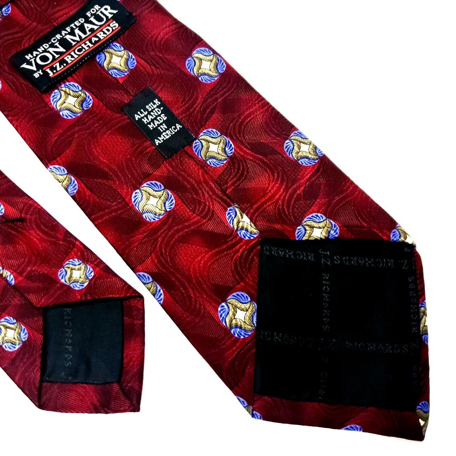 Designer Jz Richards Von Maur Silk Tie Print Red Floral Abstract Clas Size ONE SIZE - 6 Thumbnail