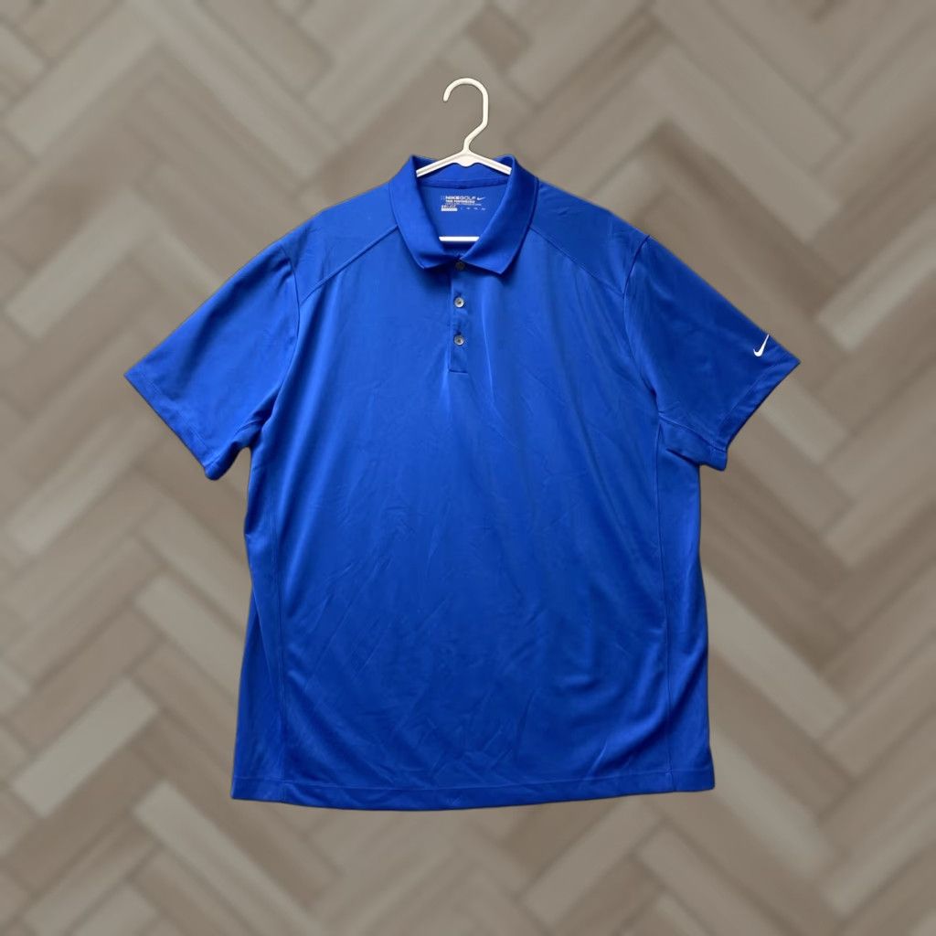 Nike VINTAGE Nike Golf Dri-Fit Blue Polo Mens 2XL Adult Regular Short Sleeve Collared Shirt Men Nike Golf Polo Blue 2XL Mens Size US XXL / EU 58 / 5 - 1 Thumbnail