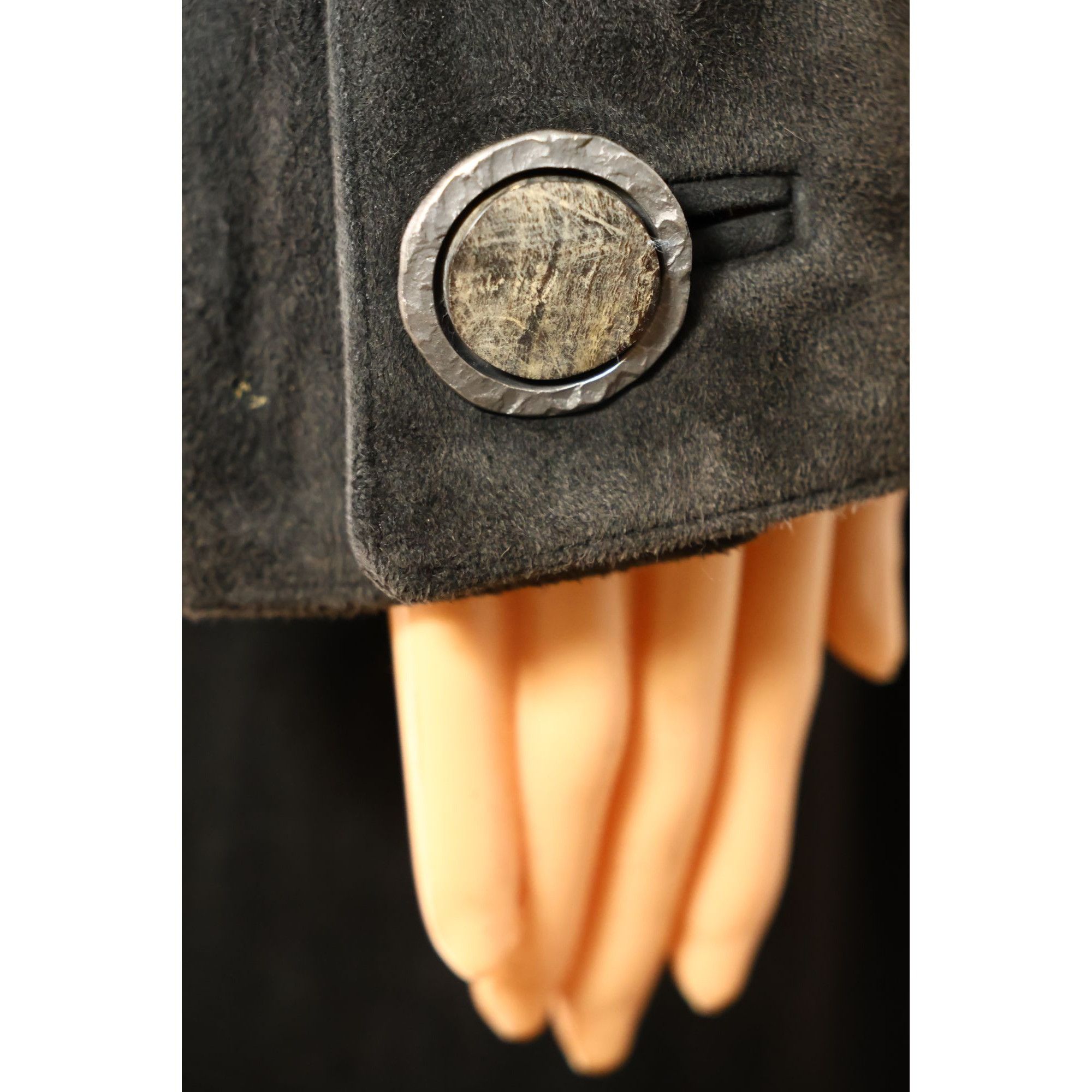 Vintage Admont Vintage Long Olive Green Suede Coat With Large Metal Size M / US 6-8 / IT 42-44 - 6 Thumbnail