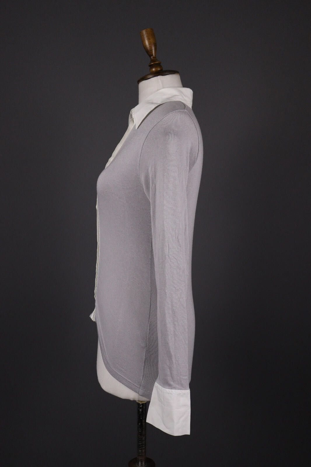 Designer Anne Fontaine Gray Wool Button Top Blouse Shirt Size 38 Size M / US 6-8 / IT 42-44 - 5 Thumbnail