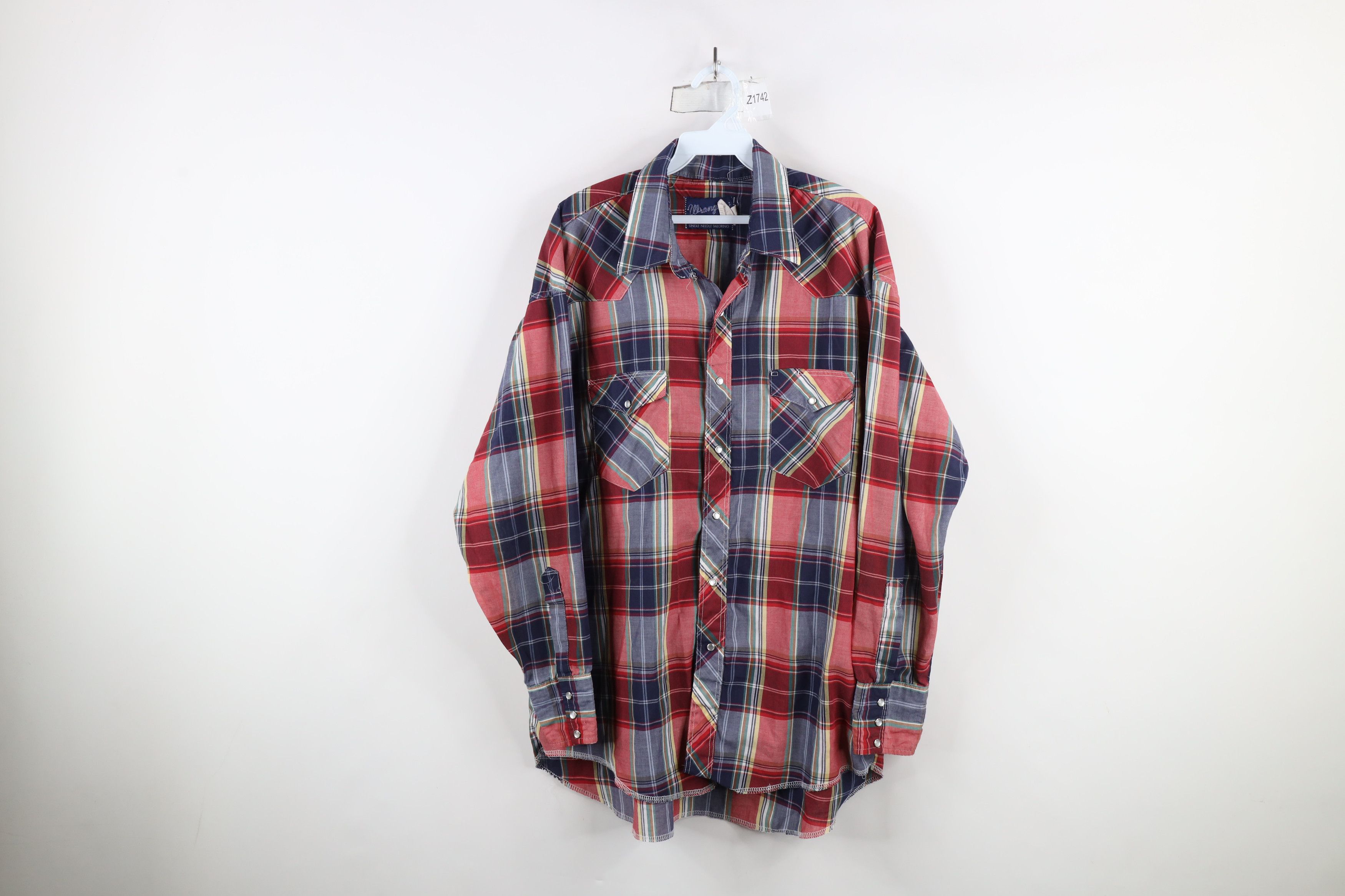 Vintage × Wrangler Vintage 90s Wrangler Needle Western Cowboy Button Shirt Size US XL / EU 56 / 4 - 1 Thumbnail