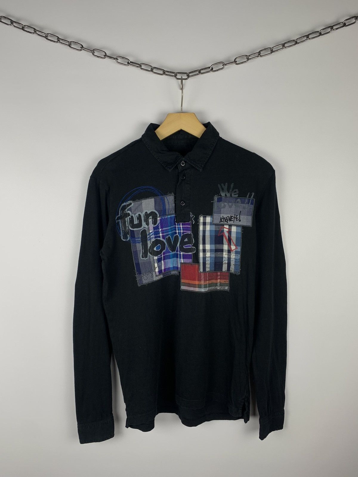 Desigual Vintage Y2K Desigual Fun Love Polo Long Sleeve T-Shirt Black Size US S / EU 44-46 / 1 - 1 Thumbnail