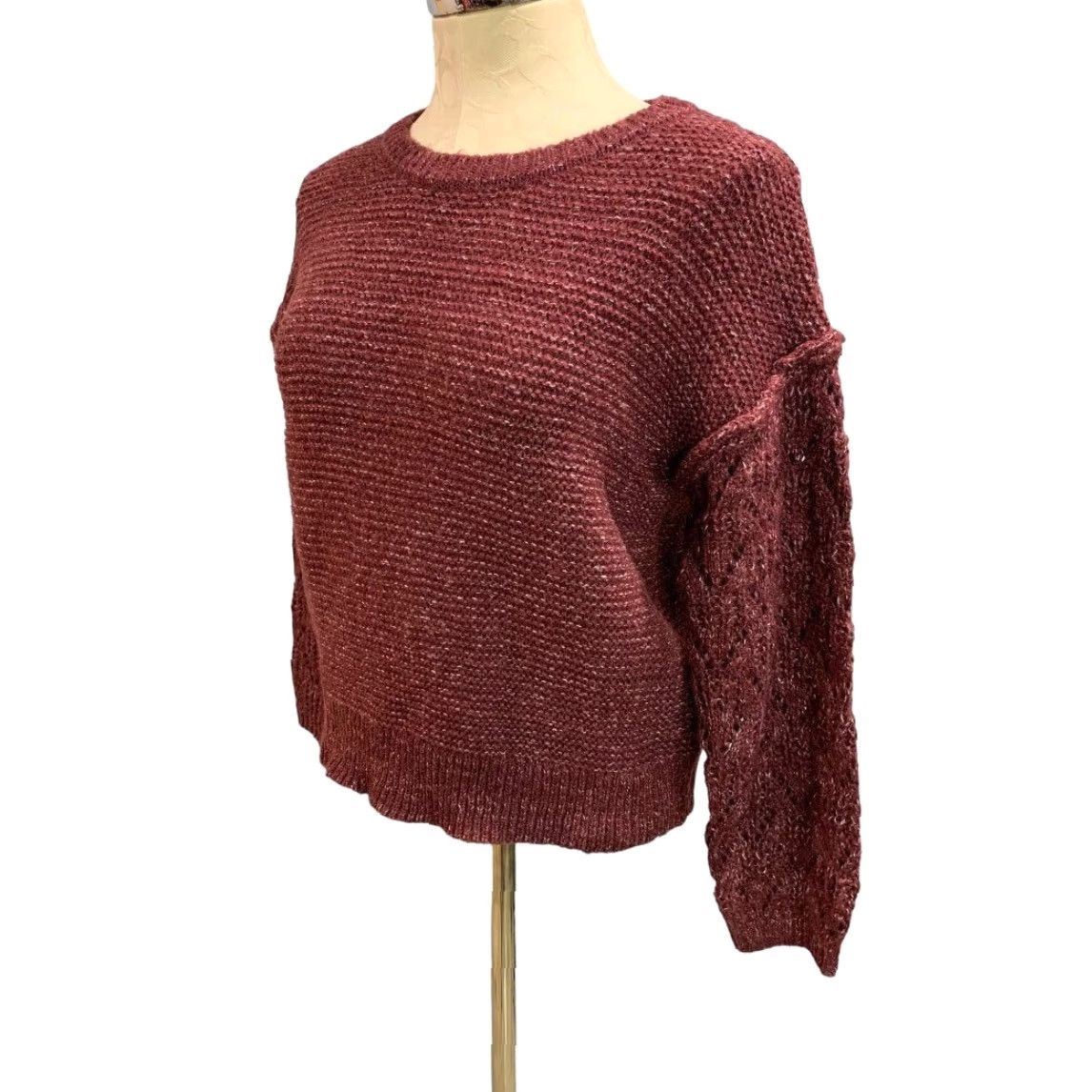 Vintage Knox Rose Sweater Women M Merlot Pink Waist Length Soft Pullover 84% Acrylic 16% Polyester 23" Chest 22" Length 20" Sleeve Size M / US 6-8 / IT 42-44 - 3 Thumbnail