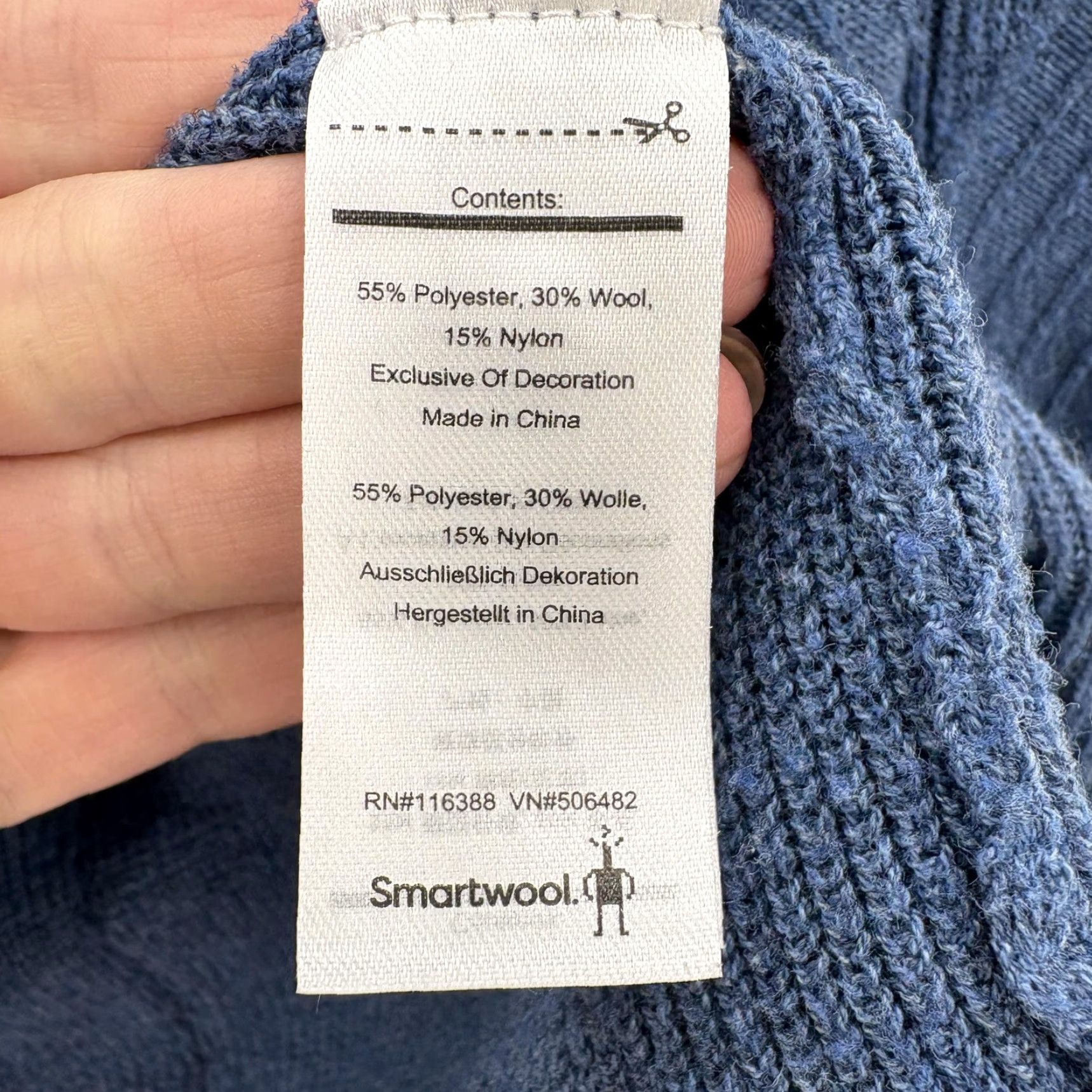 Smartwool Smartwool Shadow Pine Cable V-Neck Sweater Womens Medium Blue Wool Blend Travel Size M / US 6-8 / IT 42-44 - 5 Thumbnail