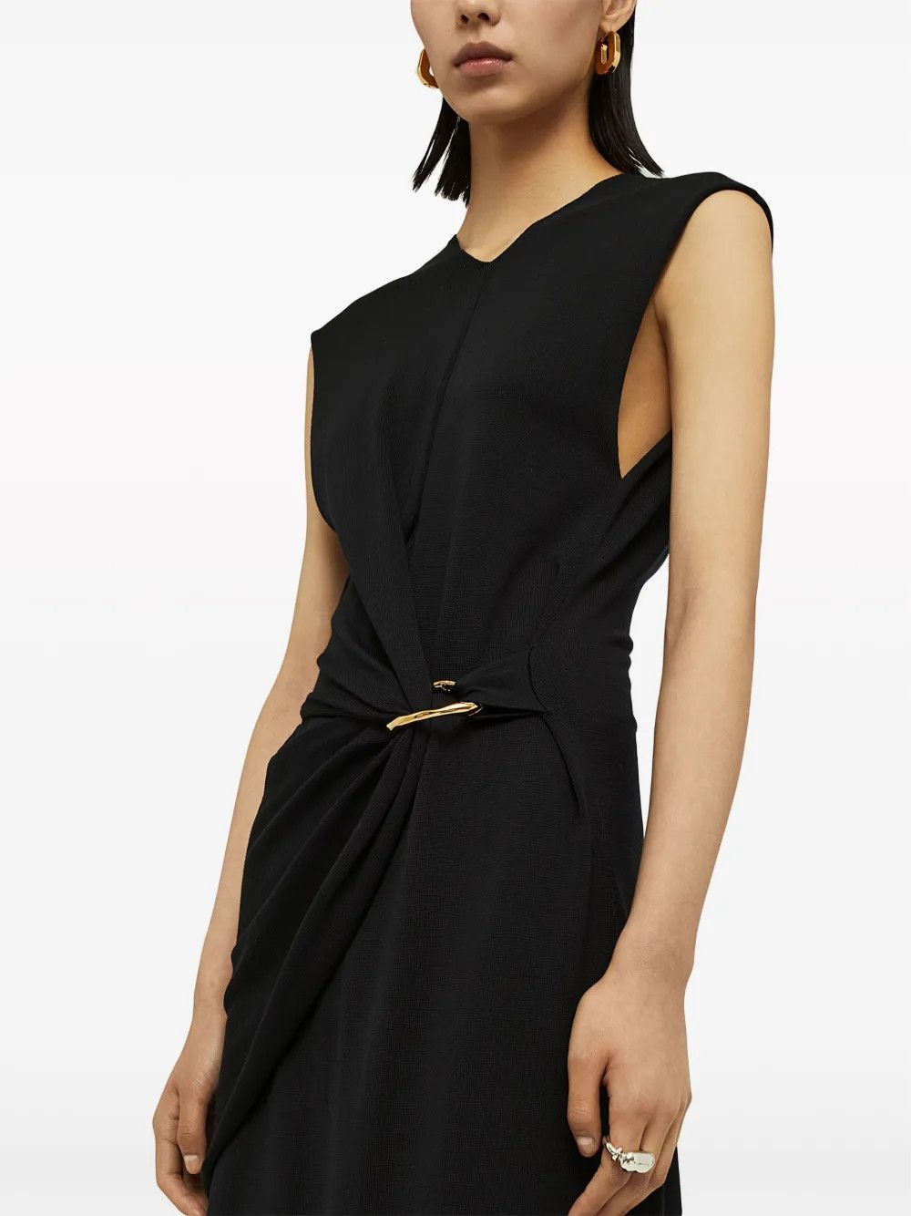 Jil Sander o1w1db10825 Midi Dress in Black Size S / US 4 / IT 40 - 3 Thumbnail