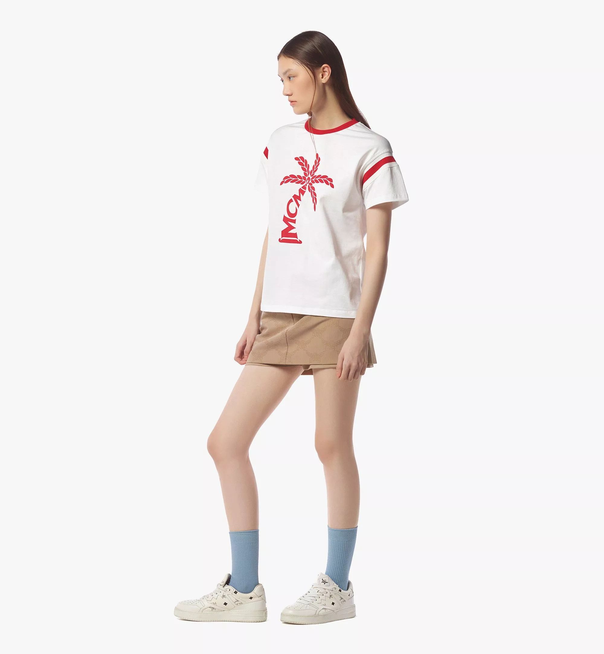 MCM o1mt1gz0126 Palm Logo T-Shirt in White/Red Size XL / US 12-14 / IT 48-50 - 4 Thumbnail