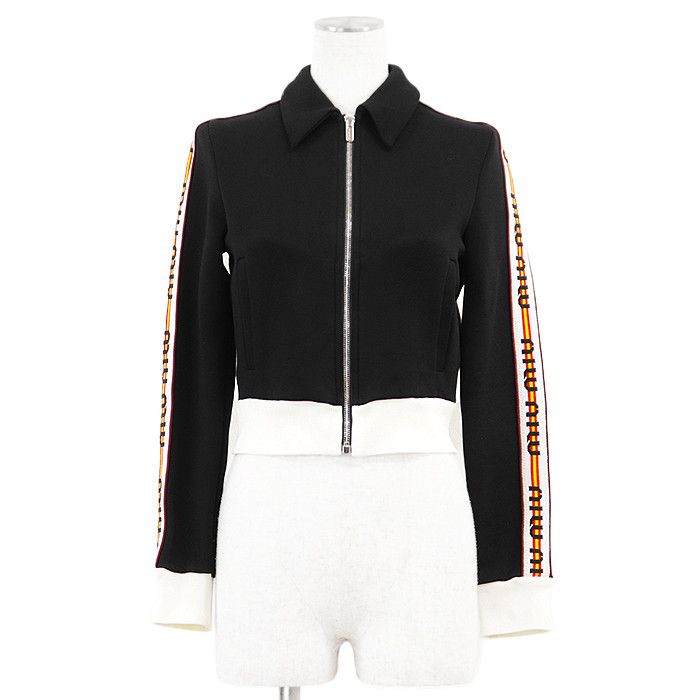 Miu Miu Miu Miu Miu Miu Jersey Cropped Jacket Cotton Polyamide Jacket Textile Outerwear DUTY FREE for USA Size ONE SIZE - 1 Thumbnail