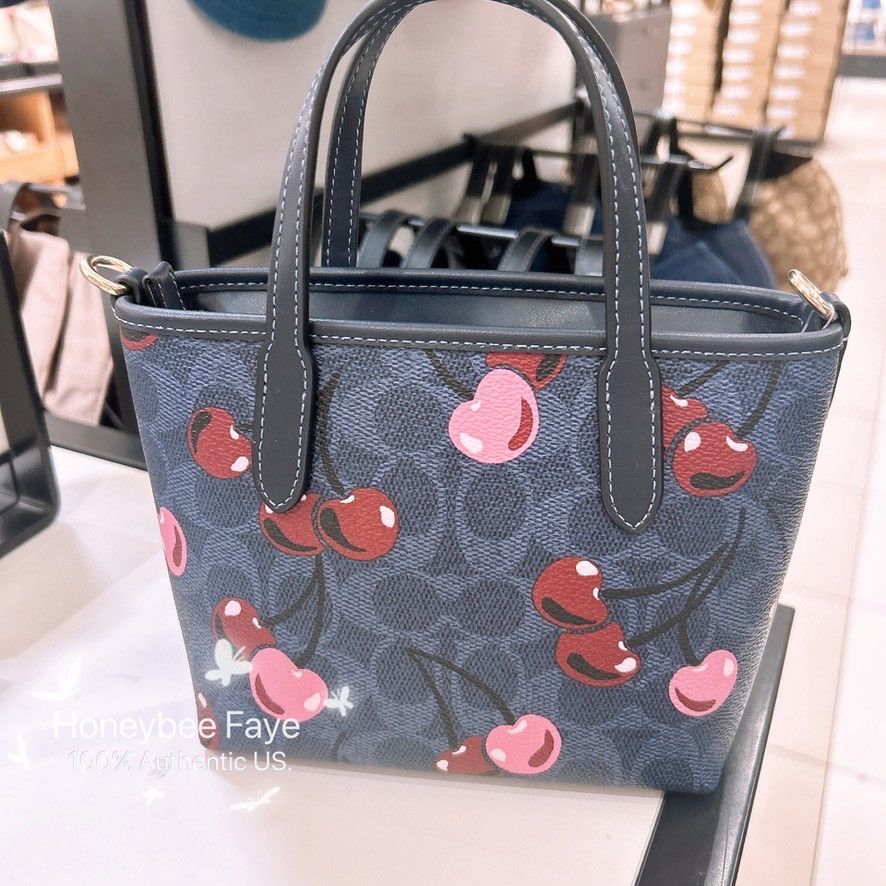 Coach 🍒 City Mini Tote Bag In Signature Canvas With Cherry CY737 Size ONE SIZE - 5 Thumbnail