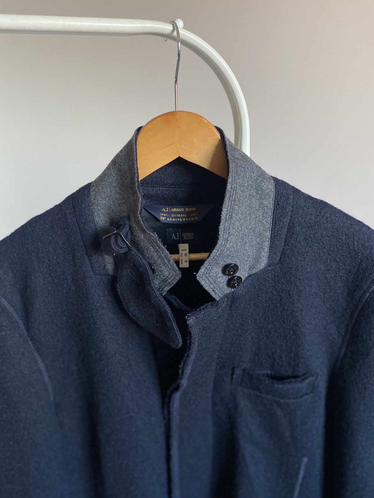 Armani Armani Jeans Wool Coat Navy Long Jacket Size US S / EU 44-46 / 1 - 4 Thumbnail