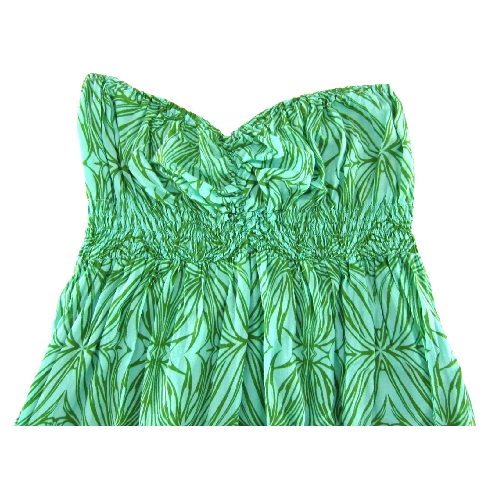 Vintage VINTAGE Nectar Creations Dress Maxi M Green Floral Hawaii Strapless Long Rayon Dress Women's Size M / US 6-8 / IT 42-44 - 4 Thumbnail