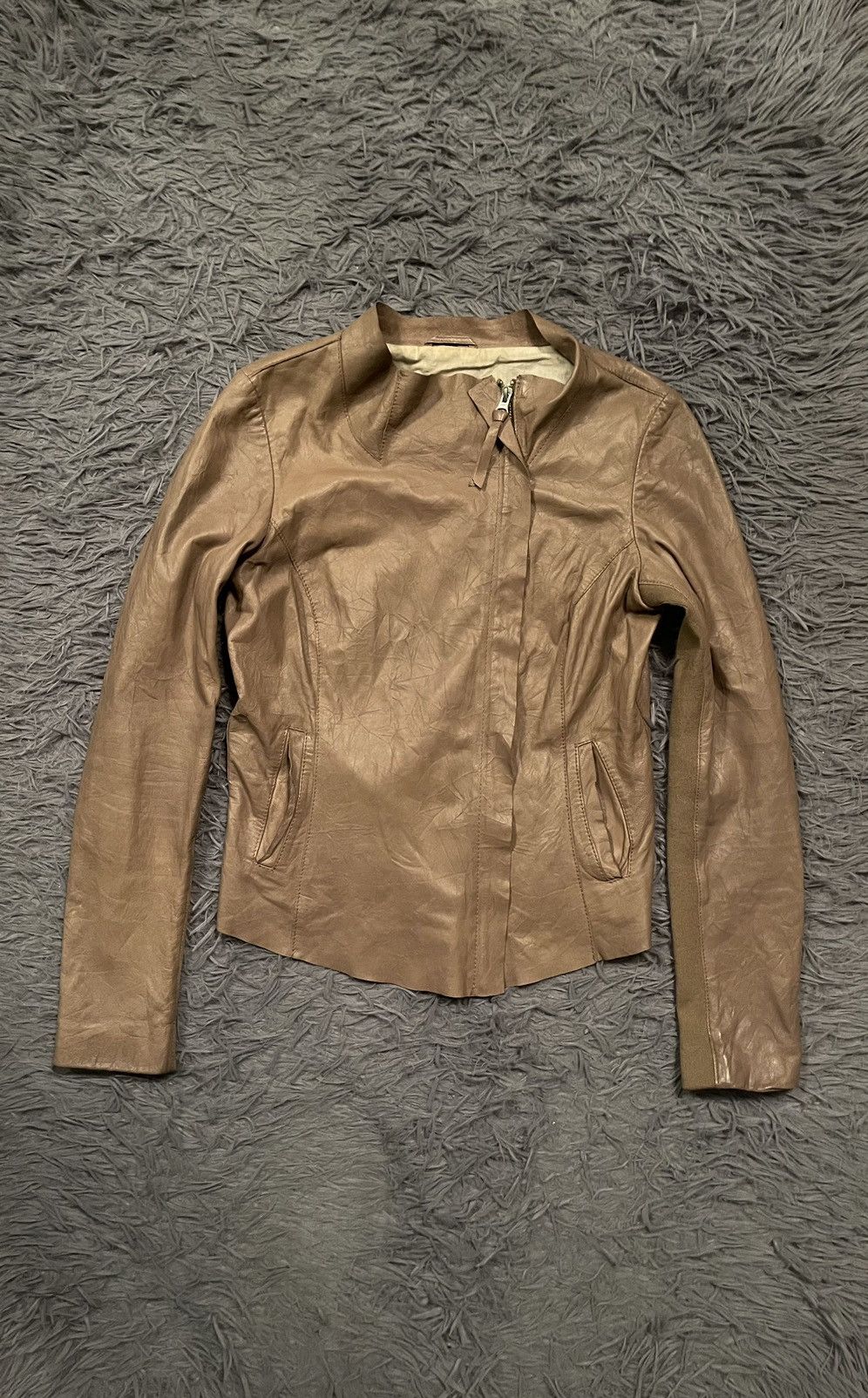 image of Freaky Nation Avant Garde 100% Leather Jacket in Beige, Women's (Size Small)