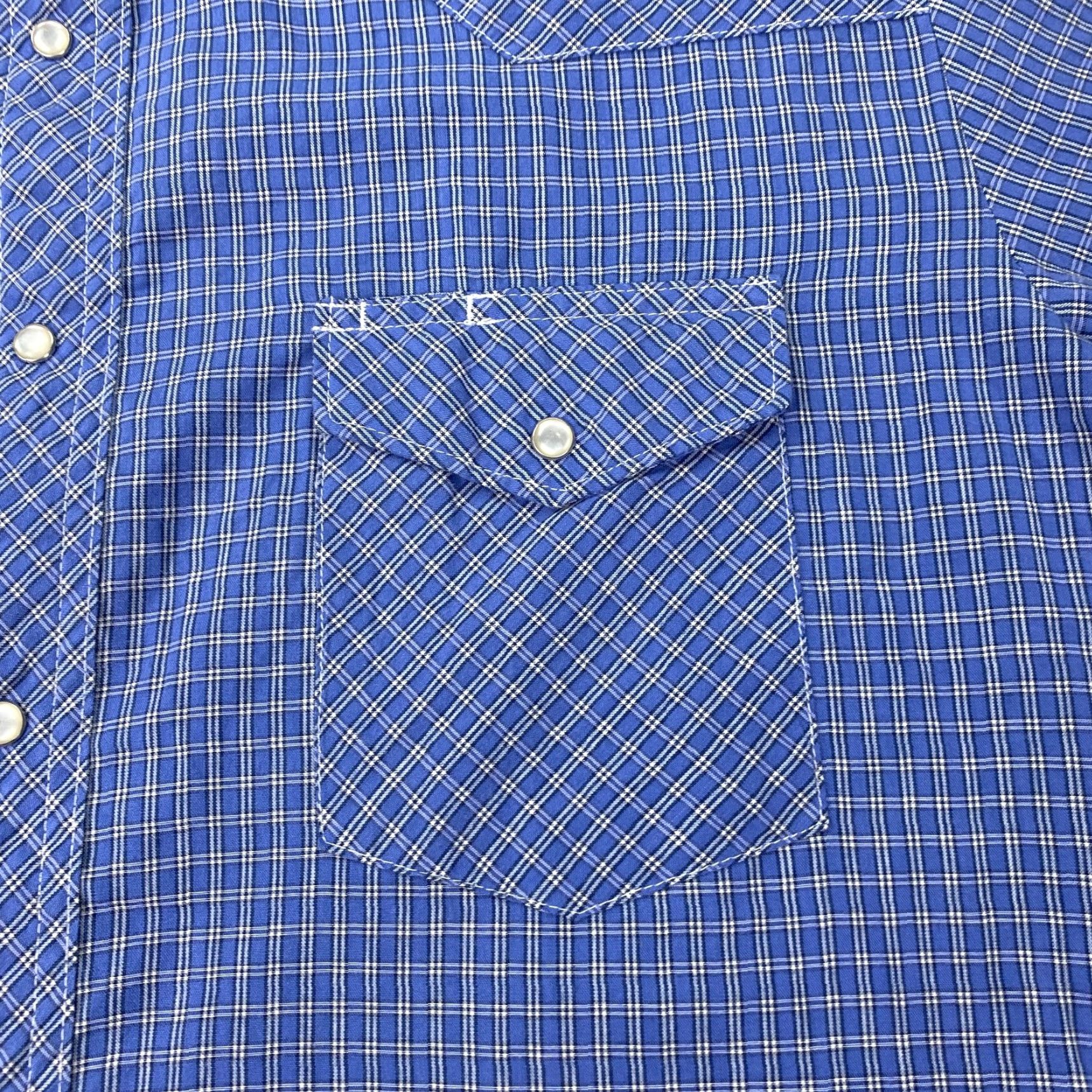 Wrangler VINTAGE Wrangler Shirt Mens XL Blue Plaid Western Pearl Snap Short Sleeve Rodeo Cowboy (adjusted structure) Size US XL / EU 56 / 4 - 2 Thumbnail