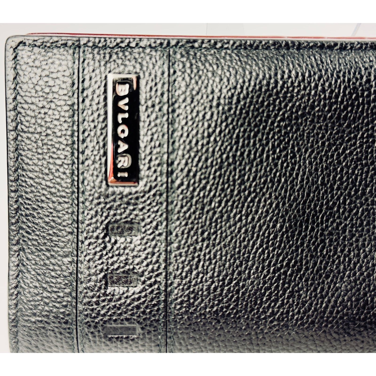 Bvlgari BVLGARI Black Pebbled Calfskin Leather Long Wallet Unisex Size ONE SIZE - 2 Thumbnail