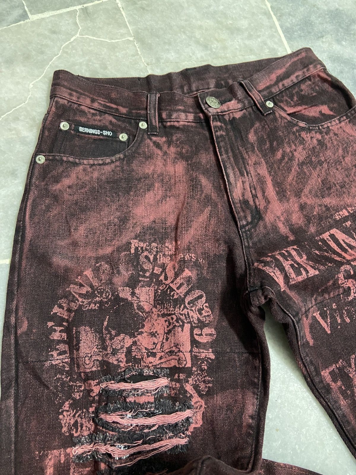 Japanese Brand BERNINGS SHO Punk Seditionaries Flare Distressed Jeans Size US 29 - 4 Thumbnail