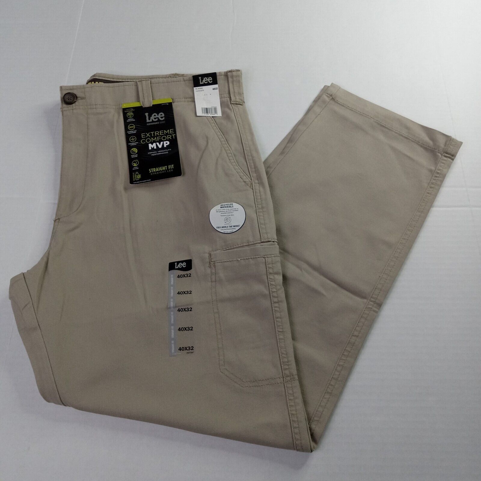 Lee Lee Extreme Comfort Cargo Pants Men 40x32 Beige Straight Fit Size US 40 / EU 56 - 1 Thumbnail