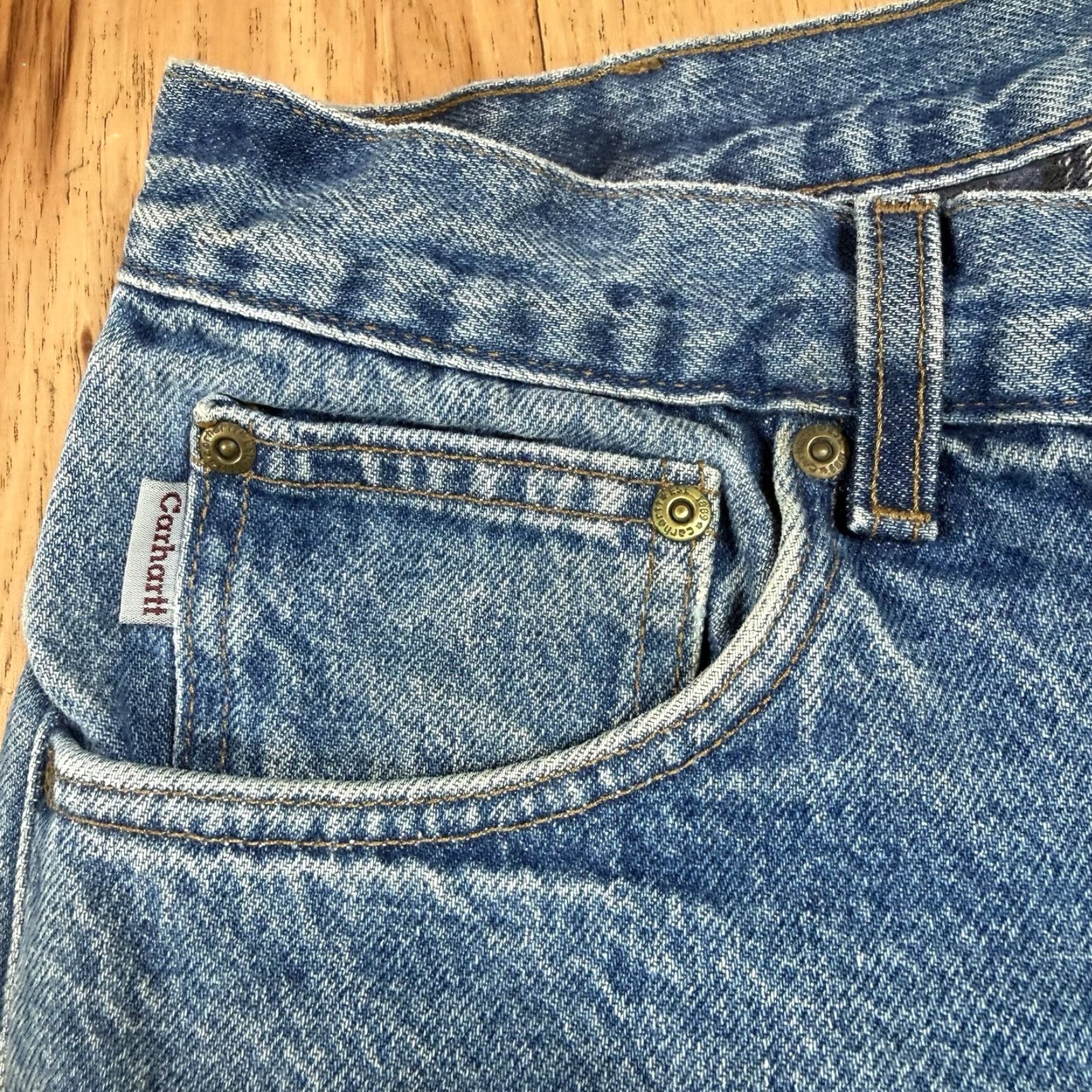 Carhartt VINTAGE Carhartt Jeans Denim Workwear Straight Lined Blue 32 34 Inseam Men Mens 32x34 Quilted Blue Jeans Size US 32 / EU 48 - 5 Thumbnail
