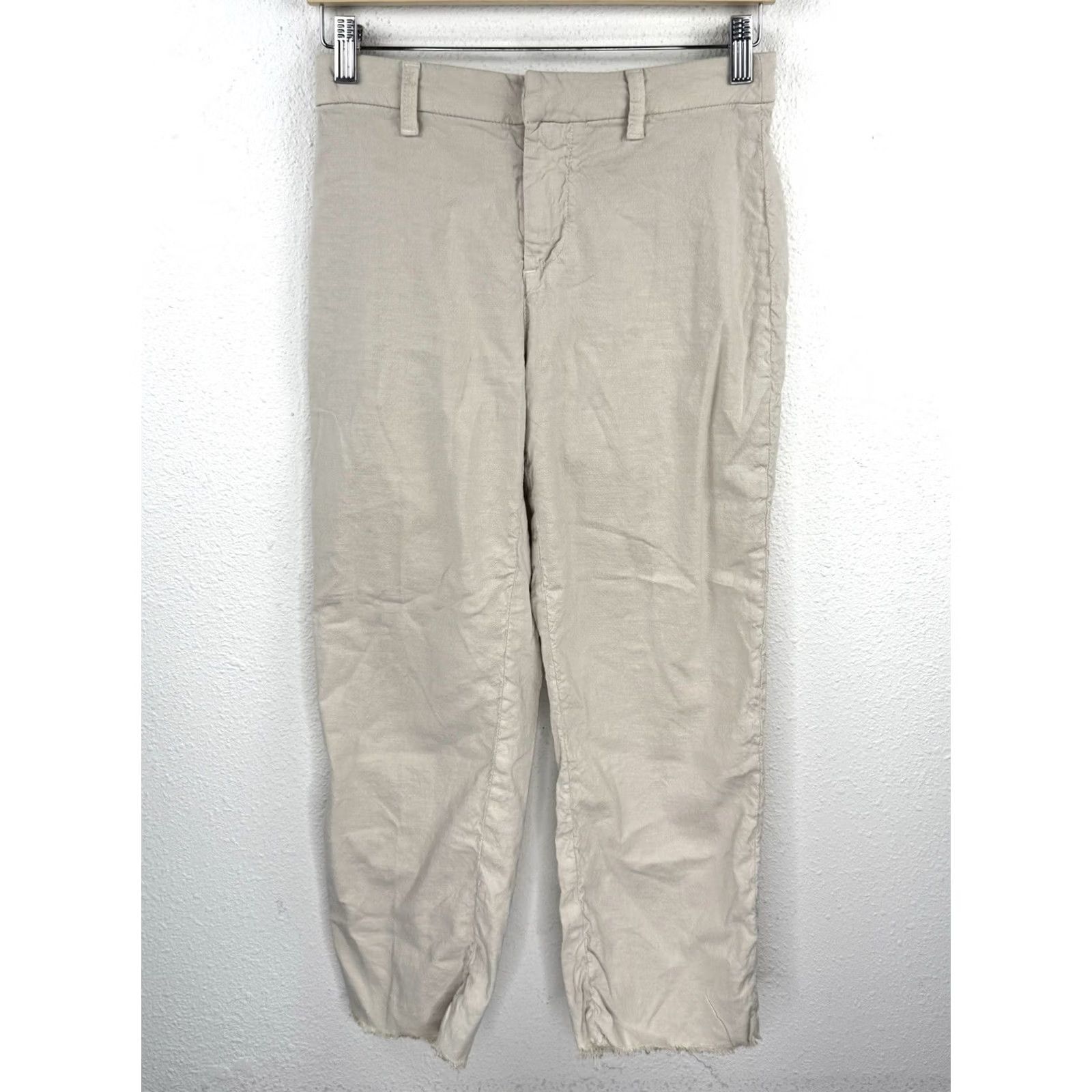 Frank & Eileen VINTAGE Frank & Eileen Kinsale Pants Womens 2 Beige Cotton Flax Cropped Raw Hem Pocket Size 26" / US 2 / IT 38 - 2 Thumbnail