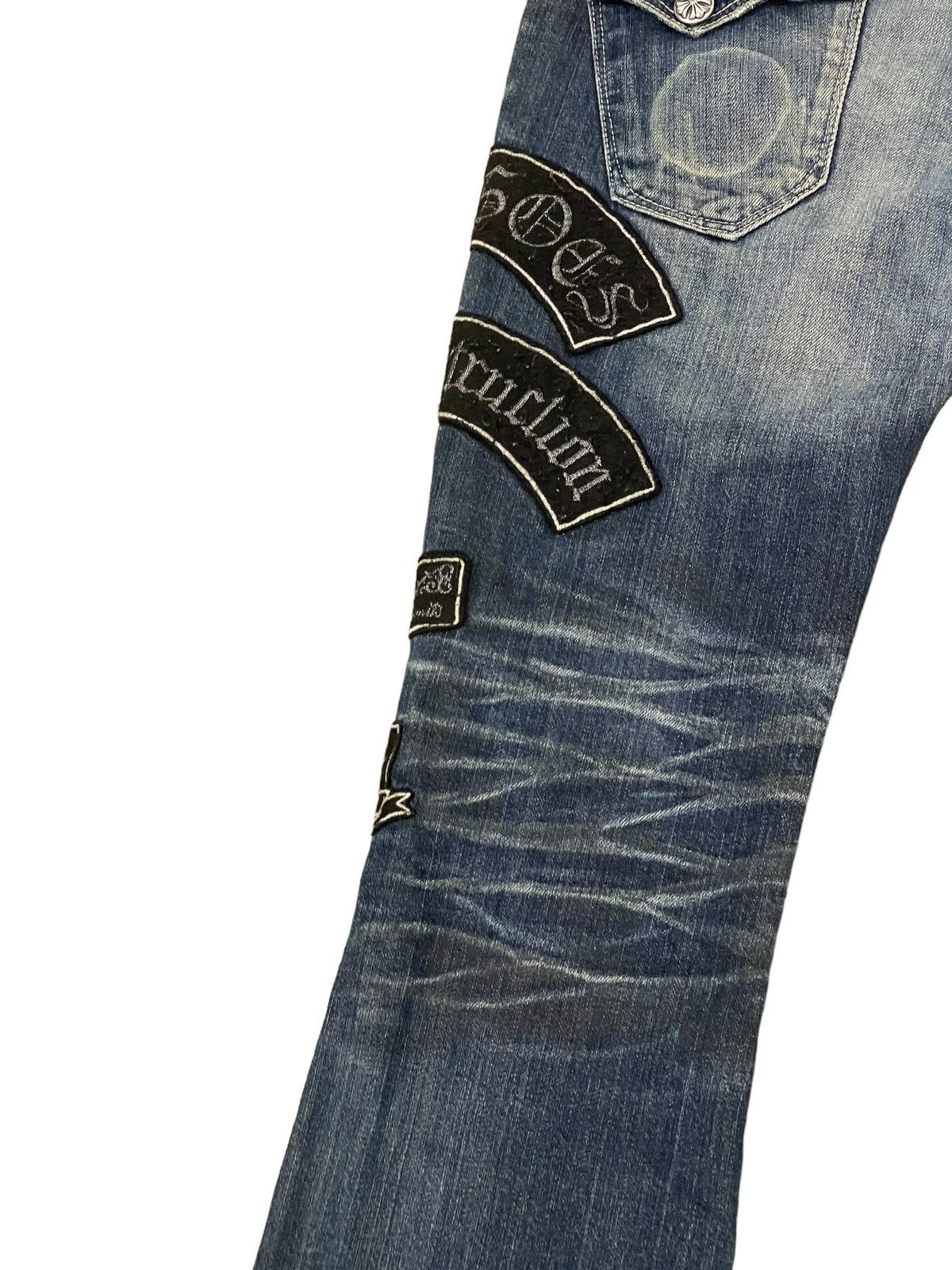 Japanese Brand Flare Jeans Army of No Faded Distress Low Rise Boot Cut 8🟦8 Size US 30 / EU 46 - 17 Thumbnail