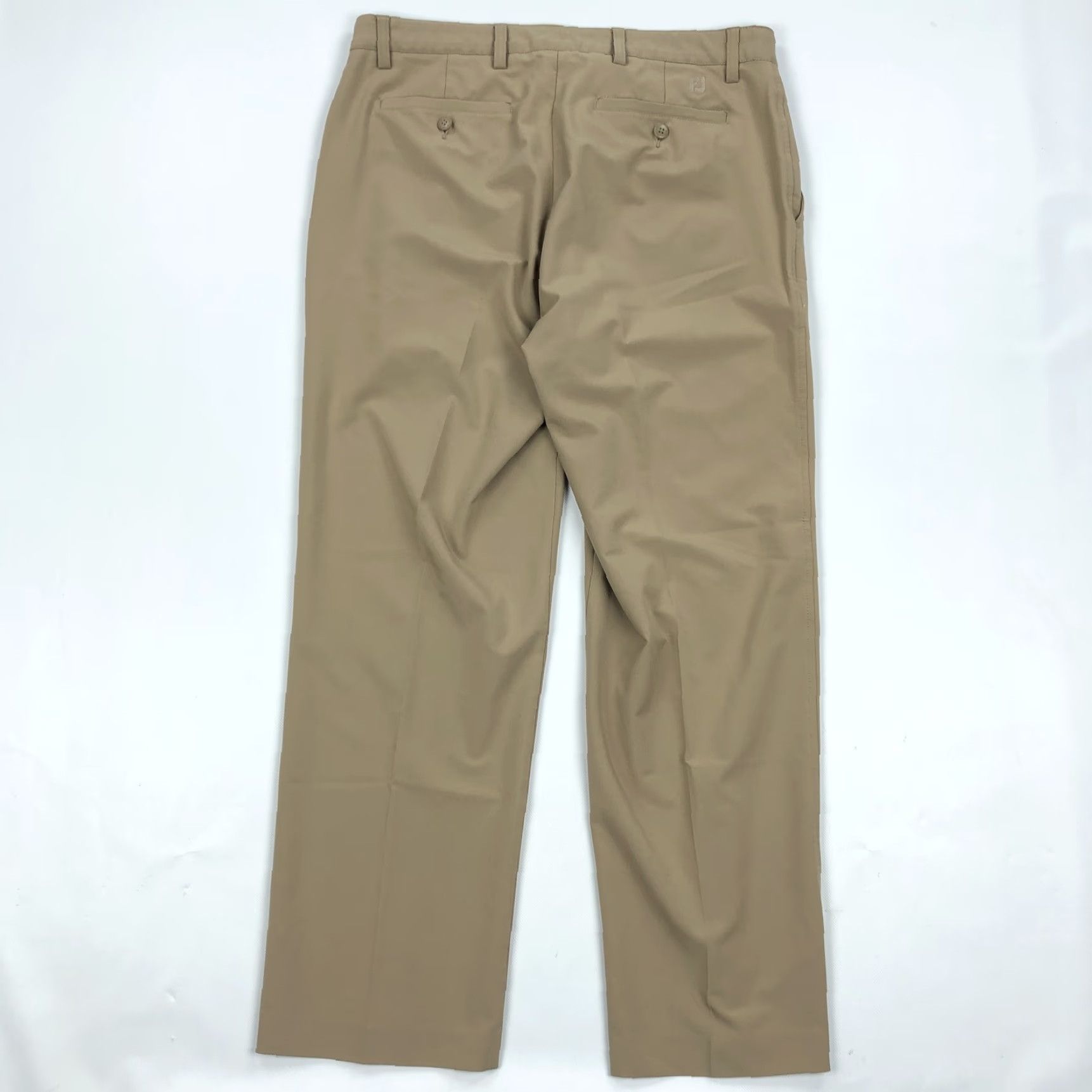 Footjoy FootJoy Men’s Khaki Tan Flat Front Performance Golf Pants 35x30 Stretch Chinos Size US 35 - 3 Thumbnail