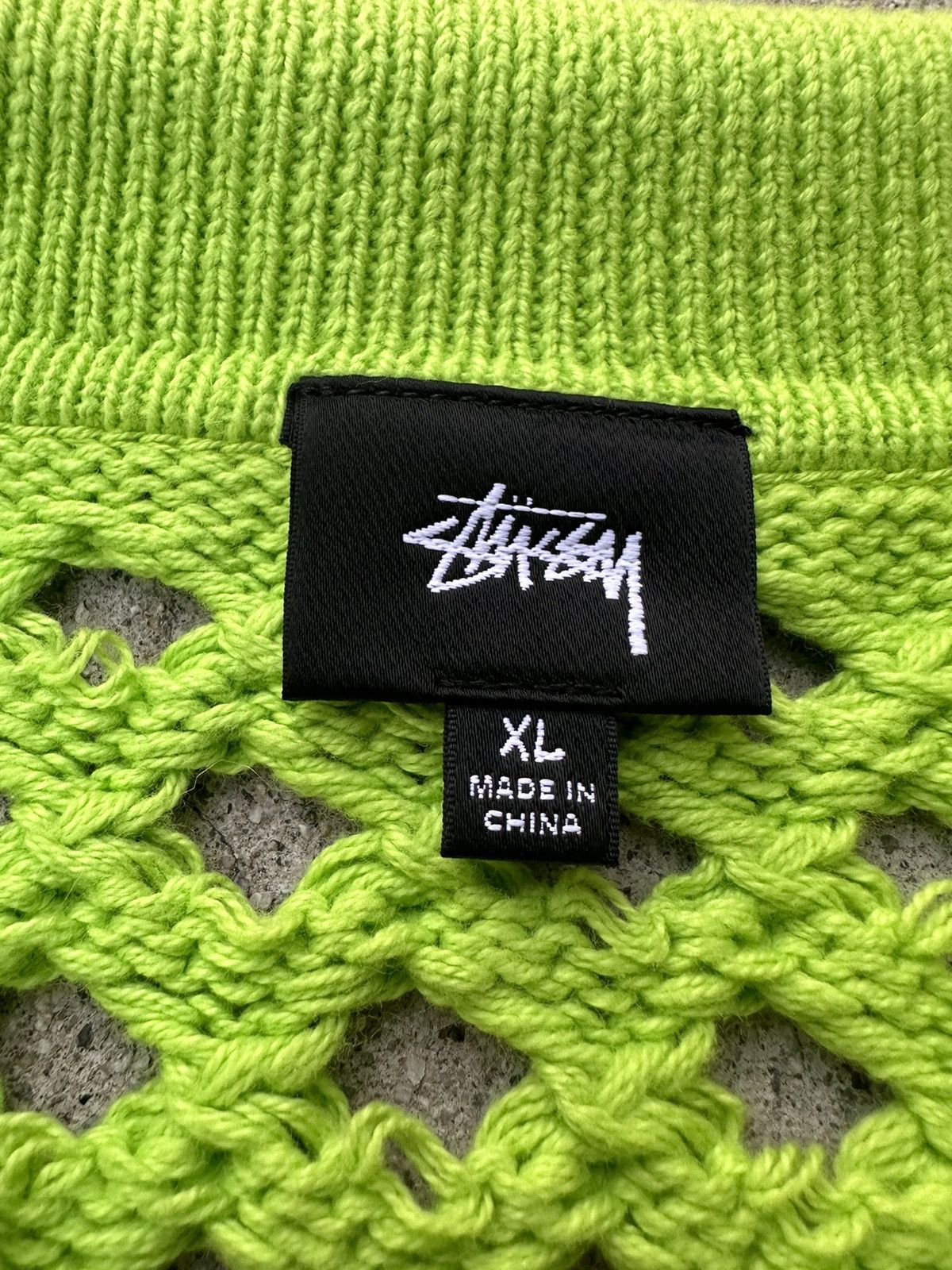 Stussy Stussy Boxy Green Open Knit Collared Polo Sweater Size US XL / EU 56 / 4 - 4 Thumbnail