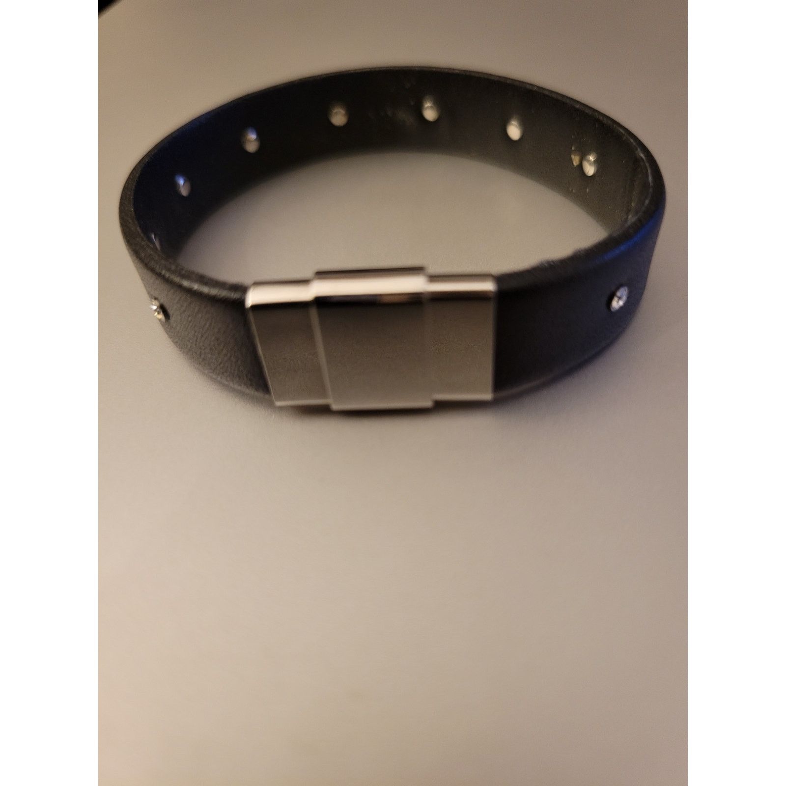 Other Leather Bracelet with Cubic Zirconia stones 6.5 " Size ONE SIZE - 2 Thumbnail