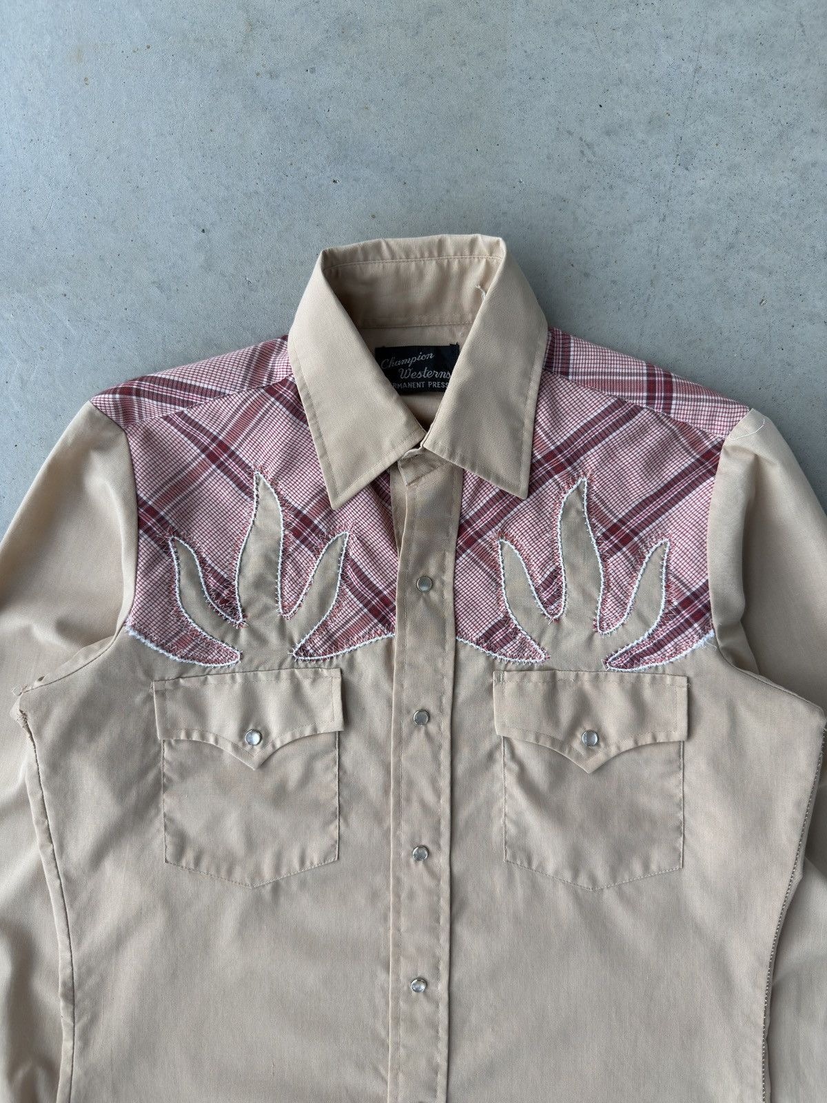 Vintage 1970s Cream Stitched Western Pearl Snap Button Up Shirt Size US M / EU 48-50 / 2 - 3 Thumbnail