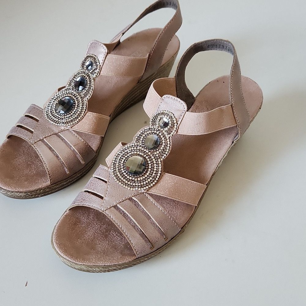 Rieker RIEKER | Women's Fanni 59 Sandals Espadrilles Wedges Pink S Size US 10 / IT 40 - 3 Thumbnail
