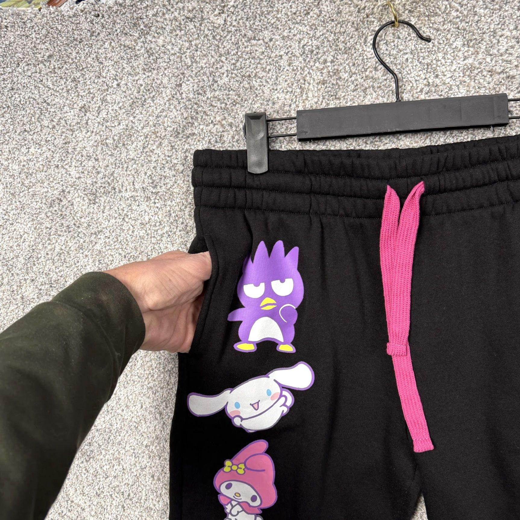 Vintage Sanrio Hello Kitty and Friends Jogger Pants Juniors L Black Kidcore Kawaii Pants Womens Size 36" / US 14 / IT 50 - 5 Thumbnail