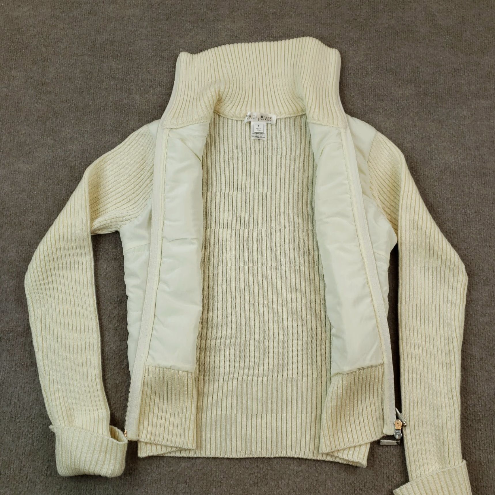 White House Black Market White House Black Market Womens Small Beige Full Zip Knit Jacket Size S / US 4 / IT 40 - 5 Thumbnail