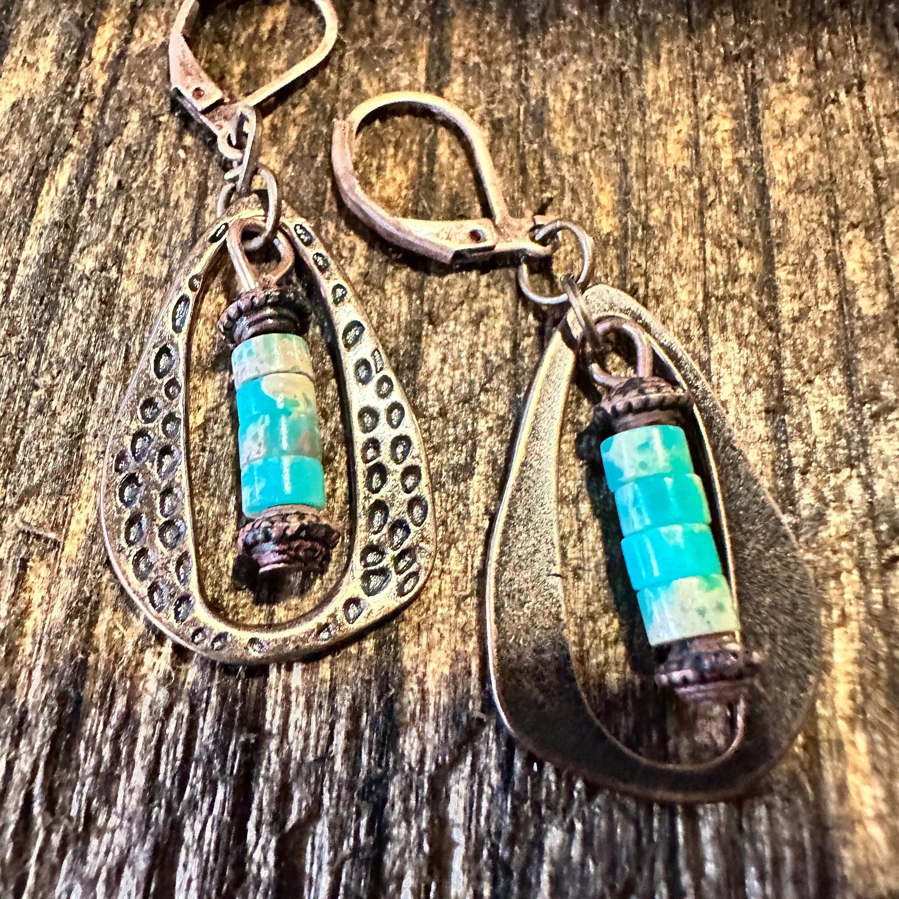 Other Boho Hippie Western Delicate Copper & Turquoise Drop Wire Ea Size ONE SIZE - 6 Thumbnail